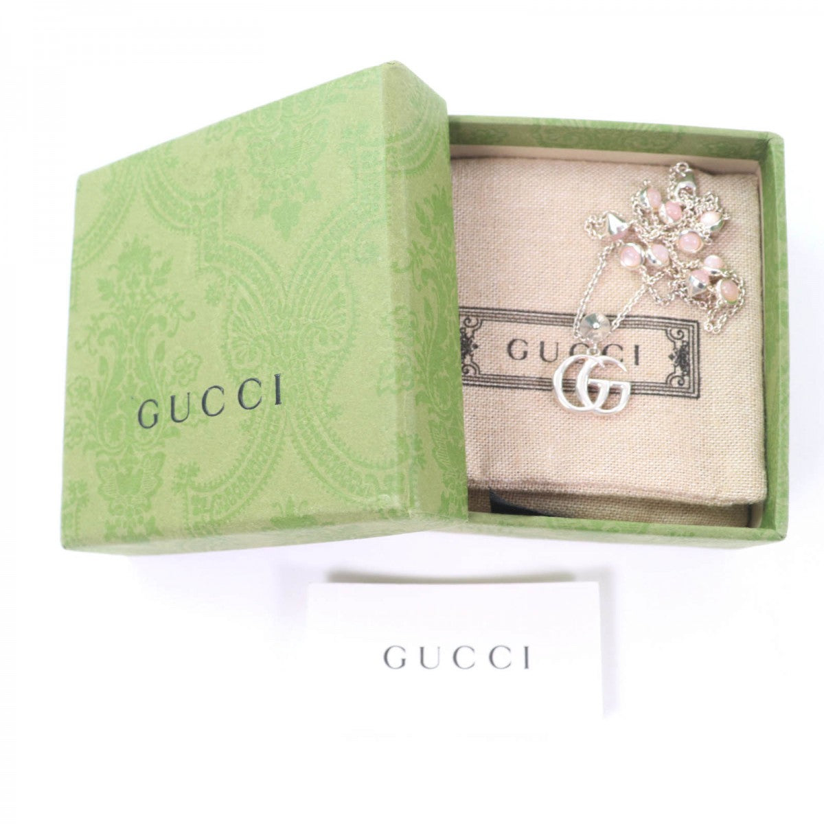 GUCCI Necklace 527399 Main: AG925, Part: Colored stones Silver pink Double G Mother of Pearl Necklace Women