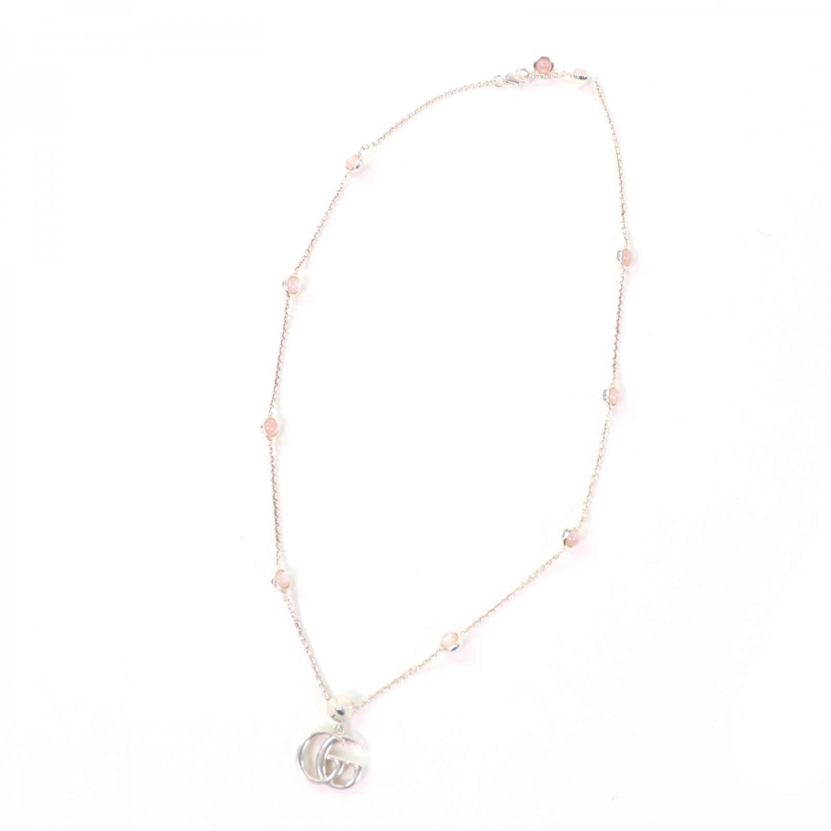 GUCCI Necklace 527399 Main: AG925, Part: Colored stones Silver pink Double G Mother of Pearl Necklace Women
