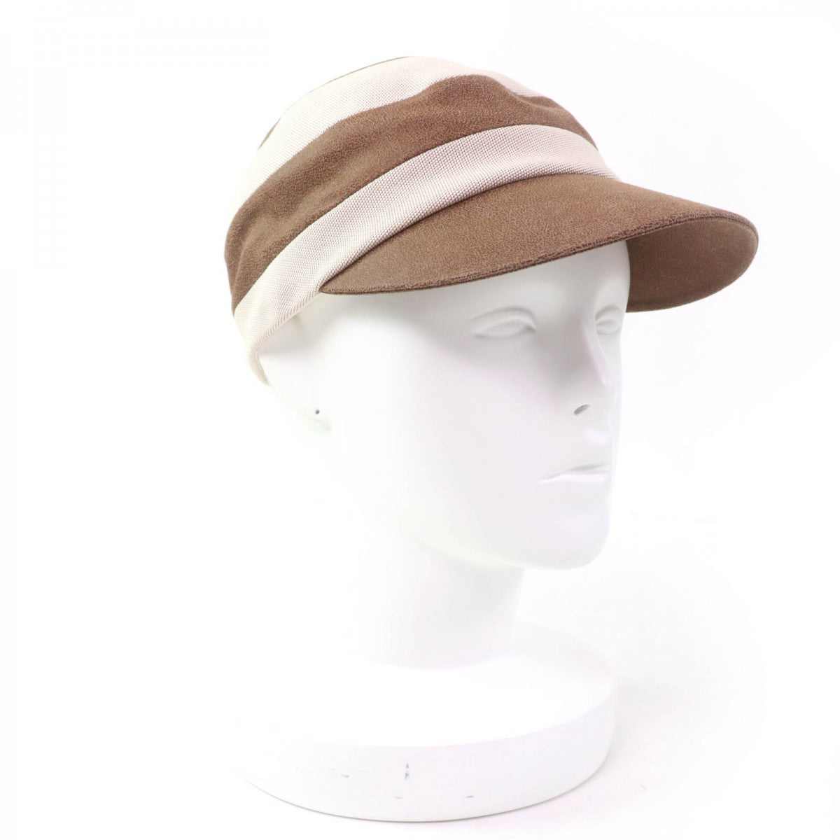 HERMES cap Main: goat leather, part: 100% cotton, lining: 100% linen Brown beige Women 58
