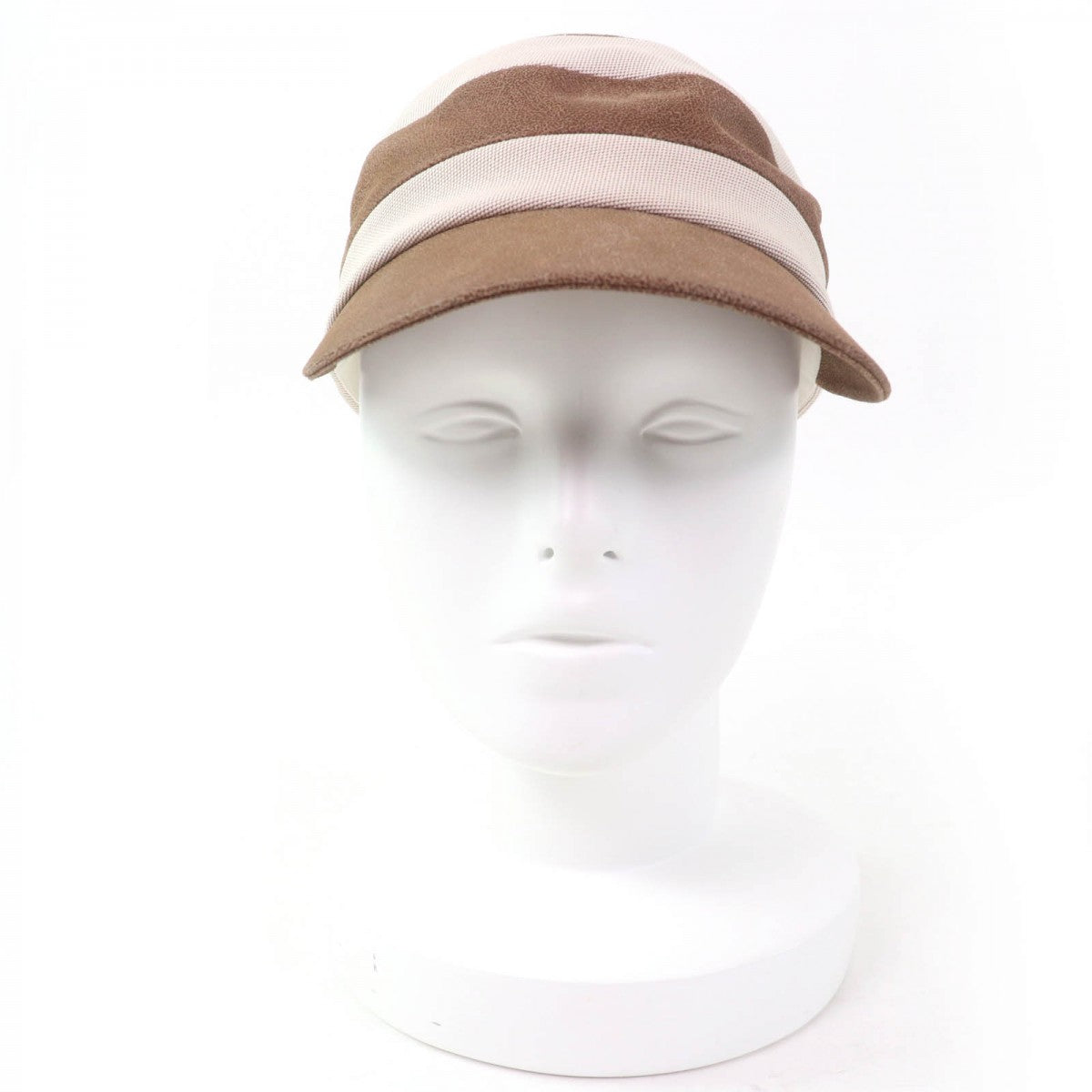 HERMES cap Main: goat leather, part: 100% cotton, lining: 100% linen Brown beige Women 58