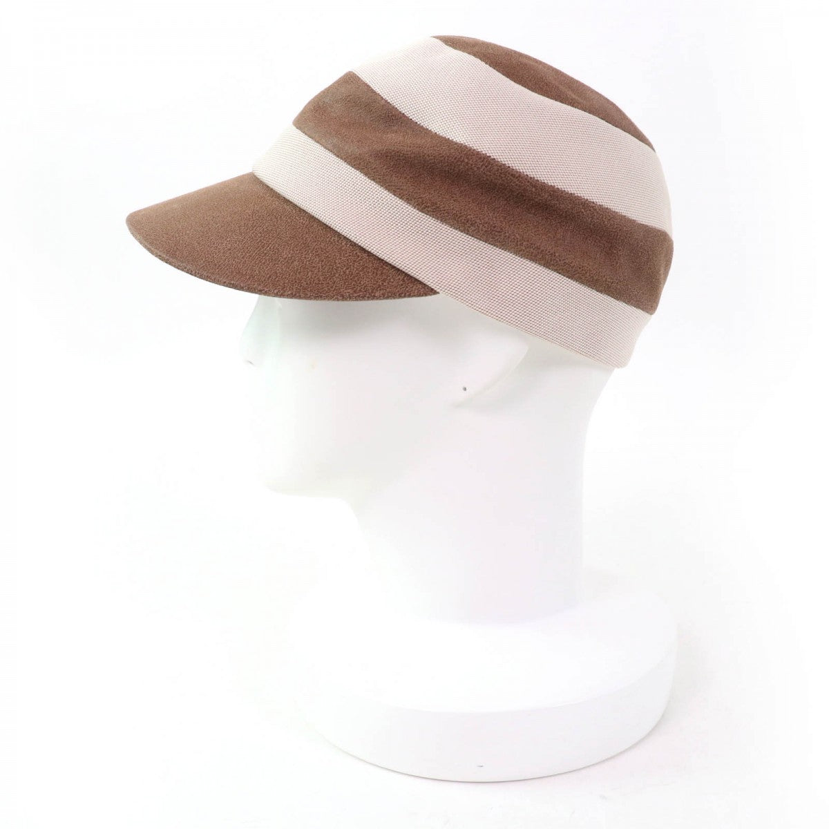 HERMES cap Main: goat leather, part: 100% cotton, lining: 100% linen Brown beige Women 58