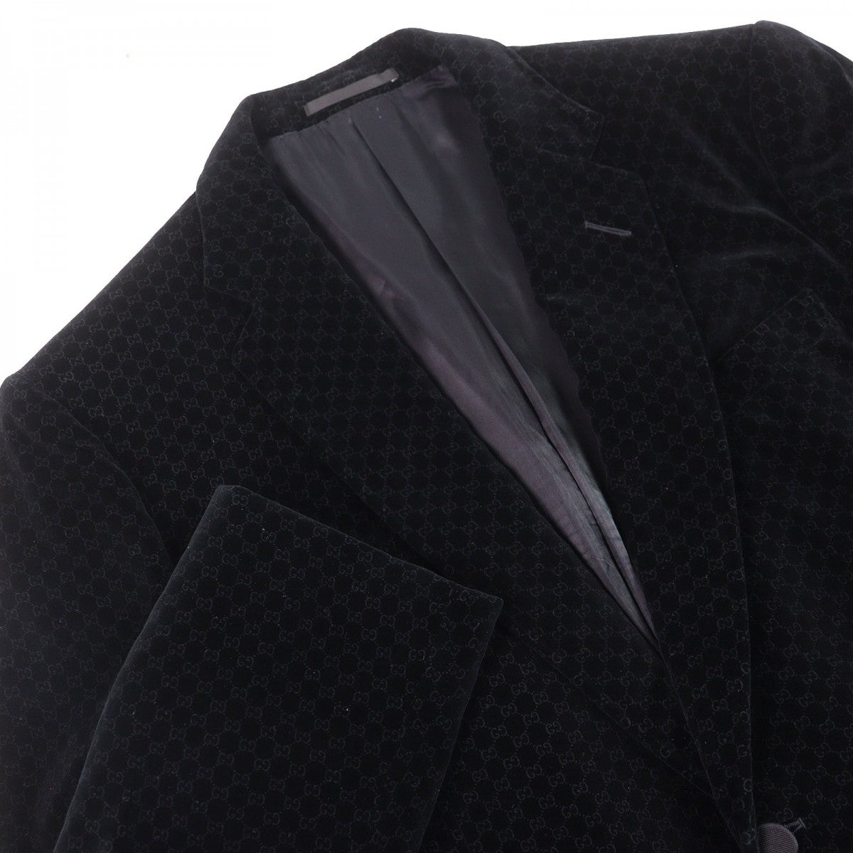 GUCCI tailored jacket Outer material: 76% cotton, Outer material: 24% silk, Lining: 100% cupra black mens 52