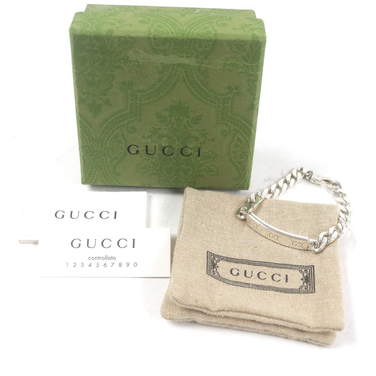 GUCCI bracelet 814851 Mainï¿½FAG925 Silver With signature GG tag mens 16