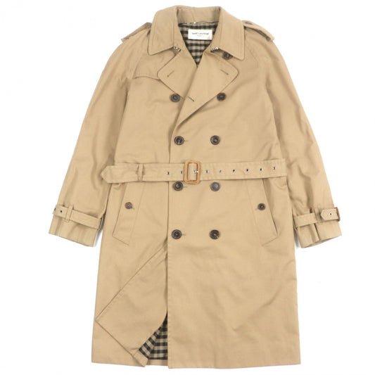 SAINT LAURENT PARIS trench coat polyester beige 50