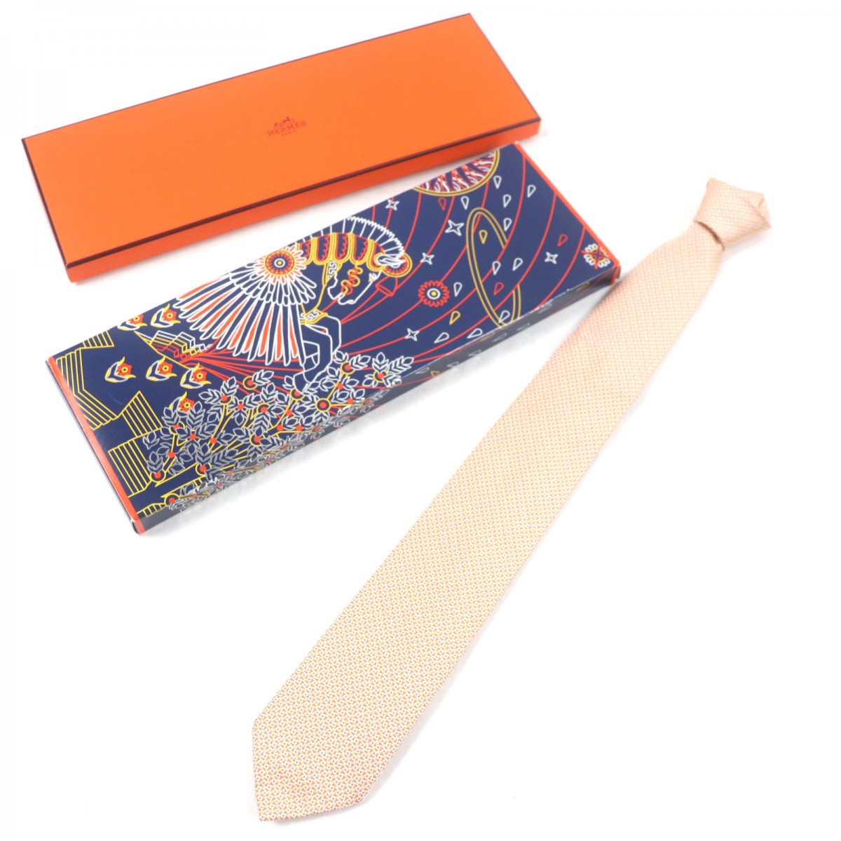 HERMES tie 659082T silk Orange