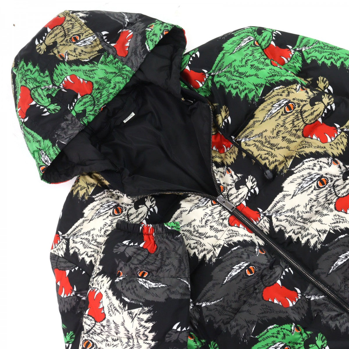 GUCCI Down jacket 526428 Outer: 100% nylon, Part: 100% nylon, Part: 100% cotton, Filling: 90% down, Filling: 10% feather Multicolor All-over Pattern PANTHER DOWN JACKET mens 46