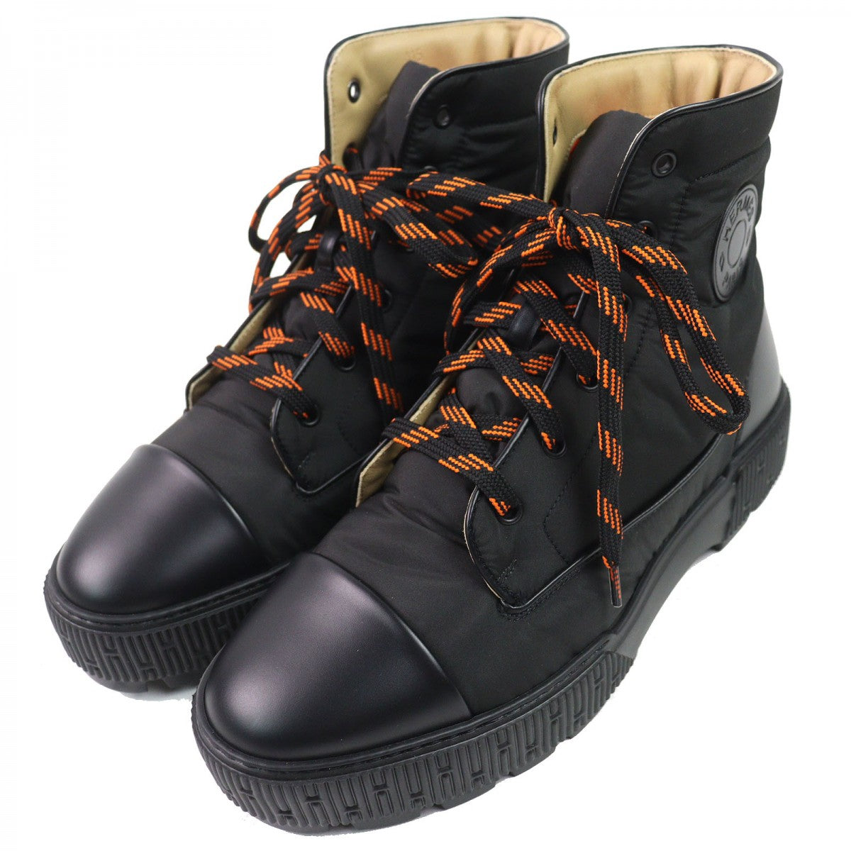 HERMES short boots Part: Leather black FRESH mens 41.5