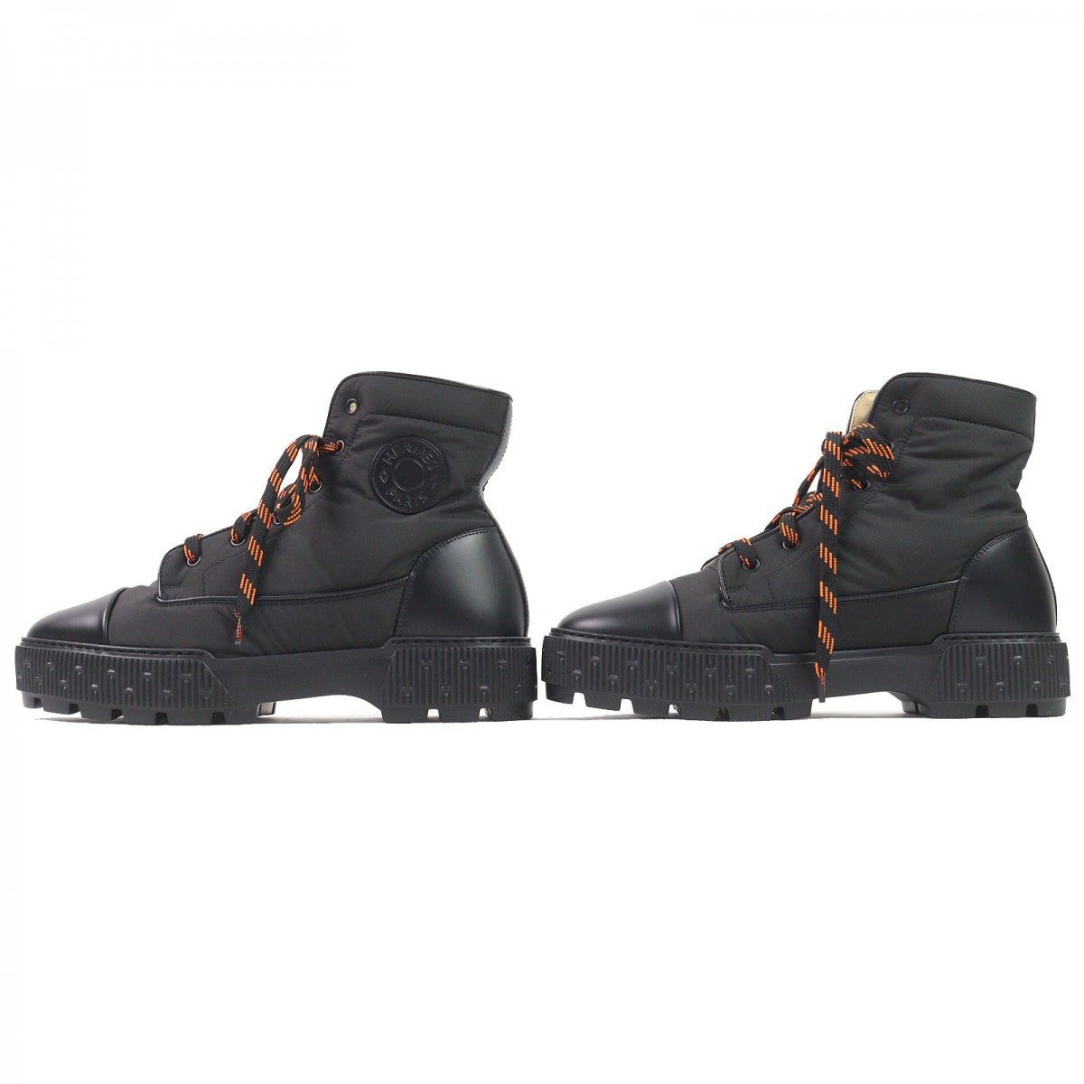 HERMES short boots Part: Leather black FRESH mens 41.5