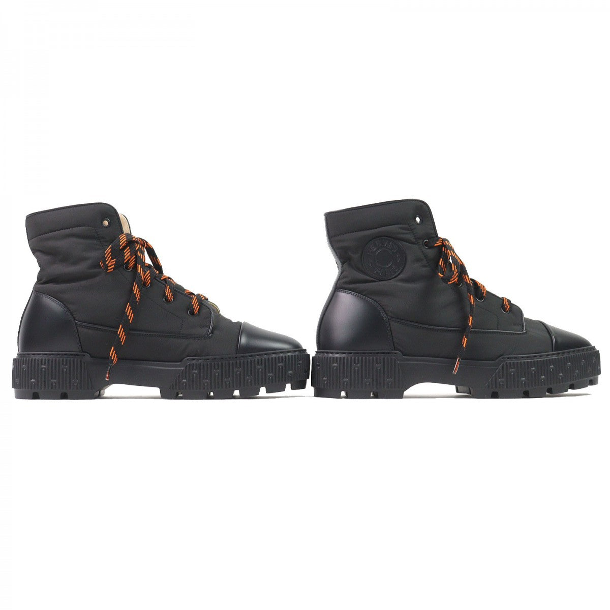 HERMES short boots Part: Leather black FRESH mens 41.5