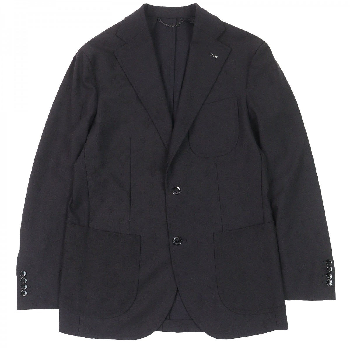 LOUIS VUITTON tailored jacket Outer: 53% polyester, Outer: 43% wool, Outer: 4% polyurethane, Lining: 64% cupra, Lining: 36% cotton black mens 48