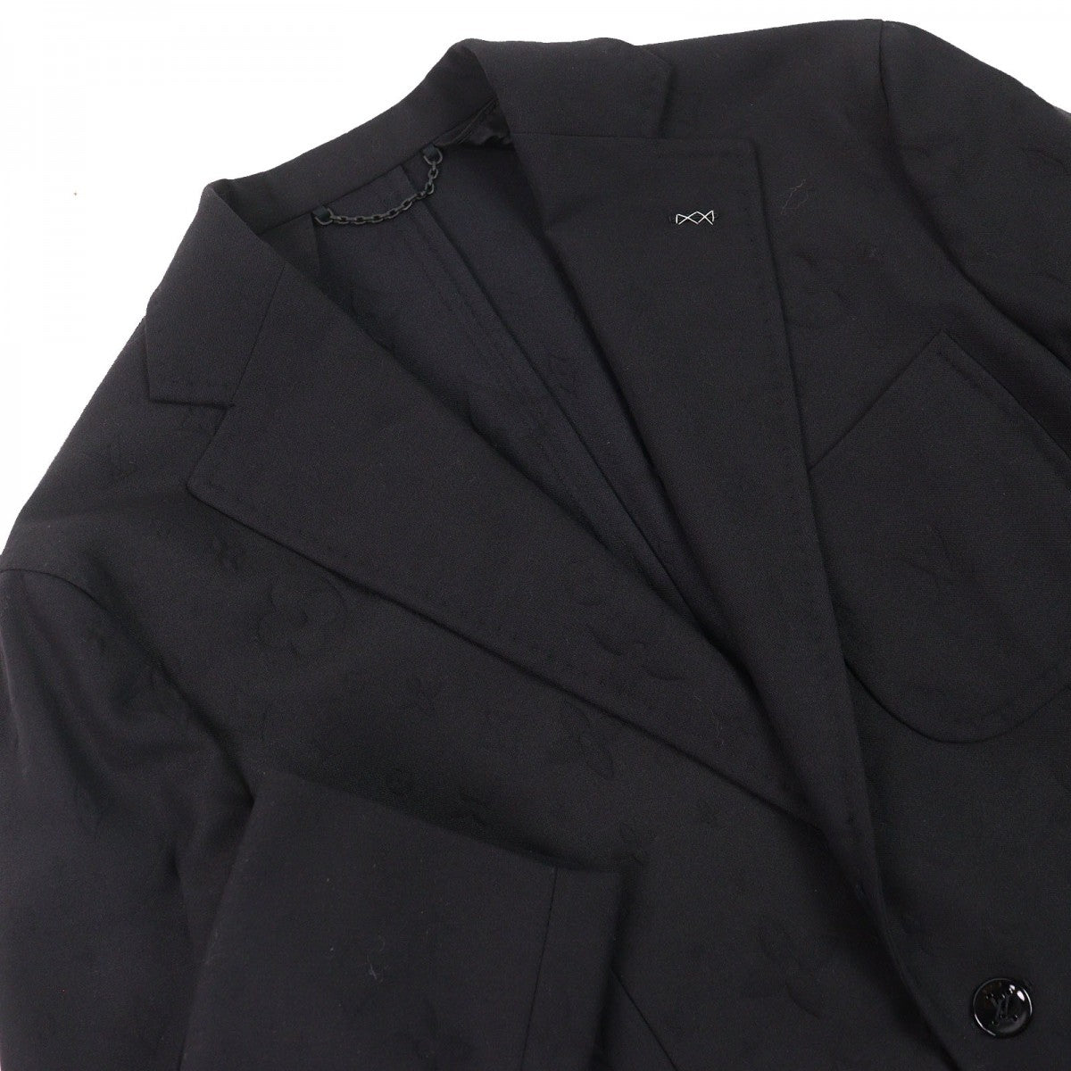 LOUIS VUITTON tailored jacket Outer: 53% polyester, Outer: 43% wool, Outer: 4% polyurethane, Lining: 64% cupra, Lining: 36% cotton black mens 48