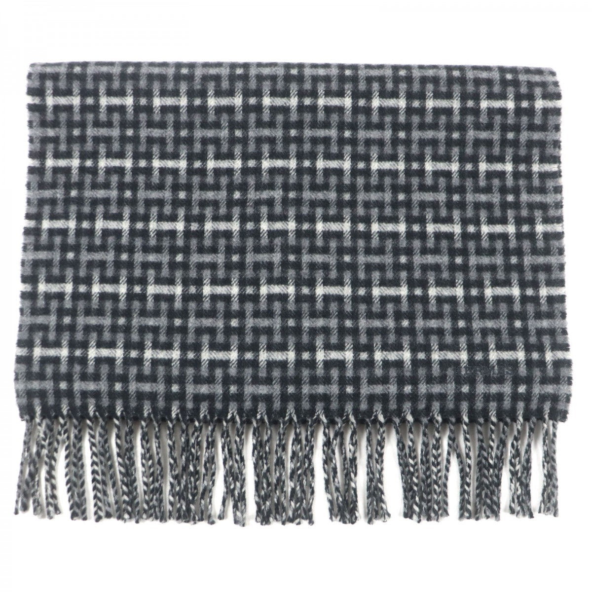 HERMES Scarf Main: 100% cashmere Black type Muffler H Ecose mens