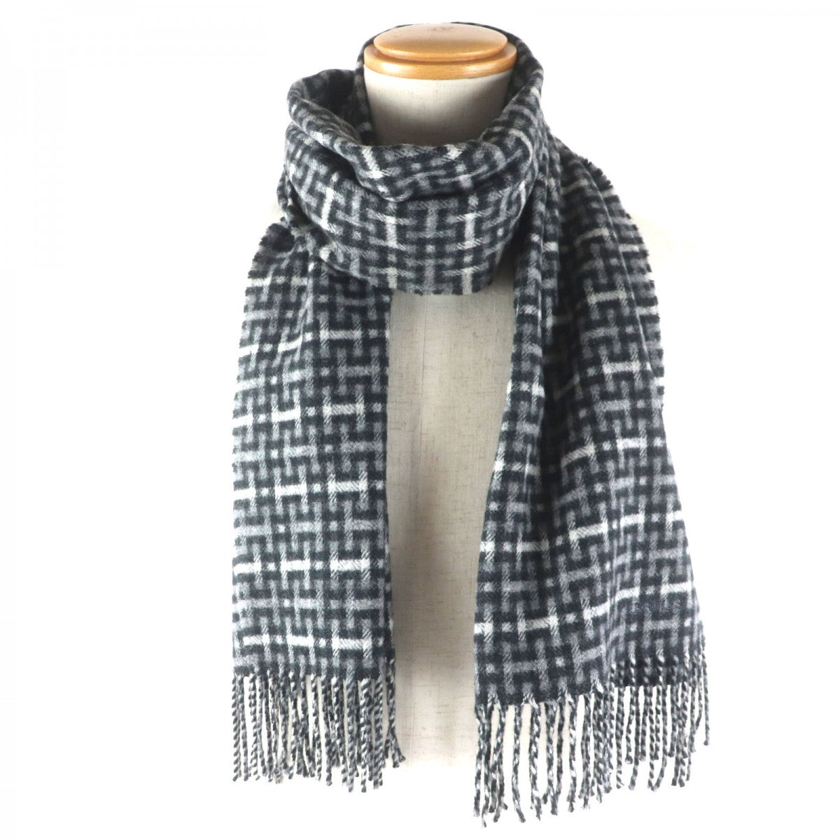 HERMES Scarf Main: 100% cashmere Black type Muffler H Ecose mens