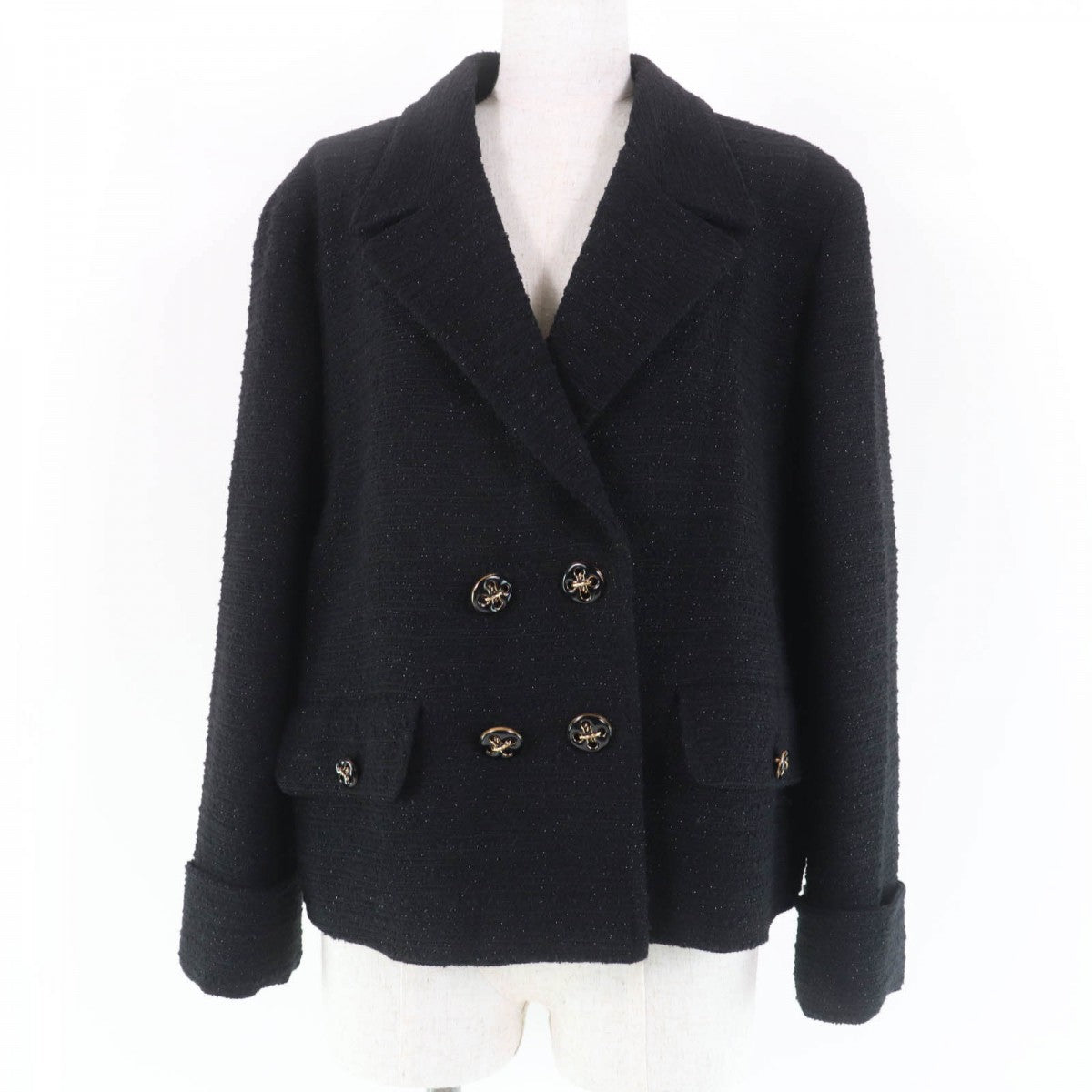 GUCCI Jacket 643287 Main: 85% wool, Main: 15% nylon, Part: 80% polyester, Part: 20% polyester, Lining: 100% rayon black Women 40