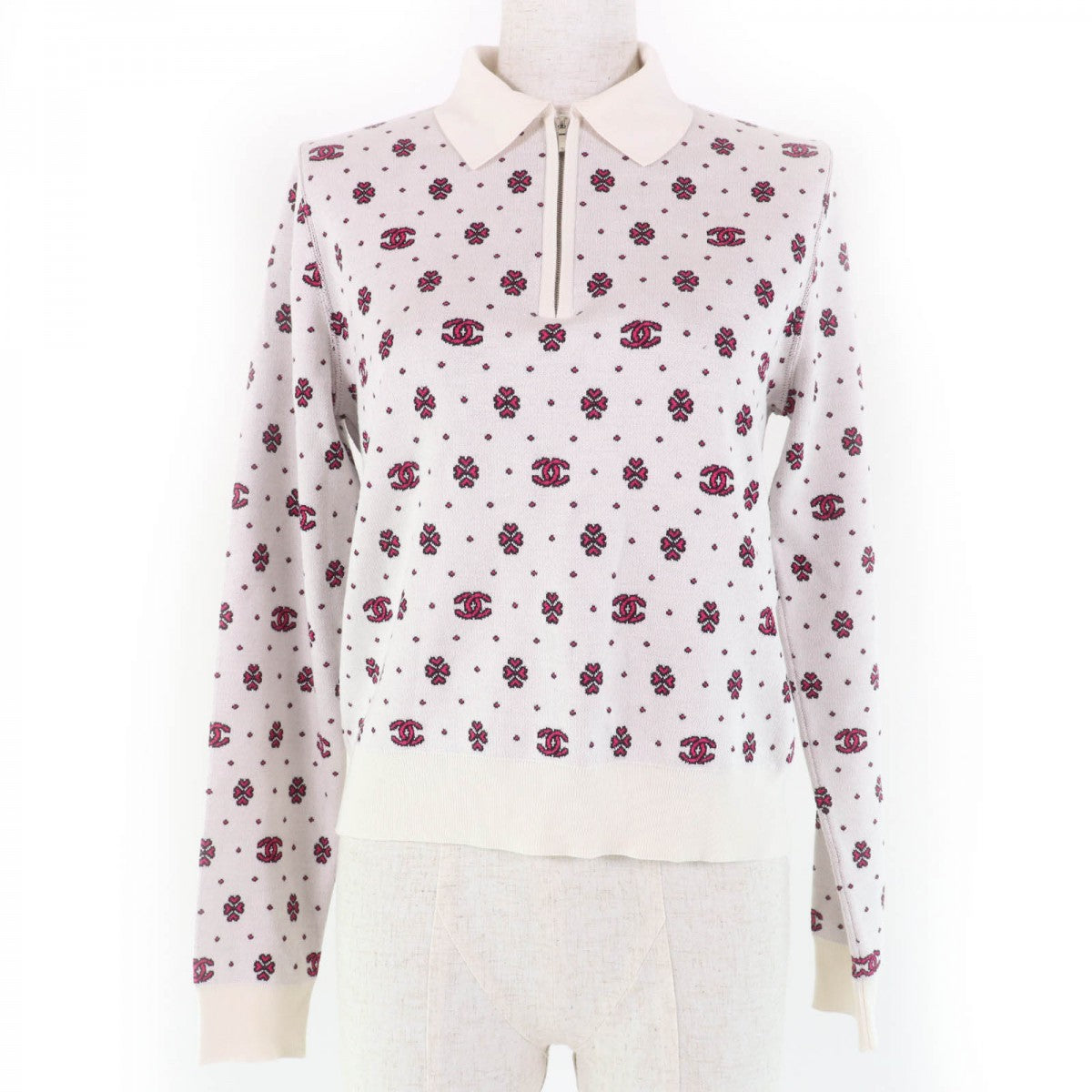 CHANEL knit P74276K10699 Main: 60% silk, Main: 22% cotton, Main: 15% viscose, Main: 3% polyester Ivory pink Women 36