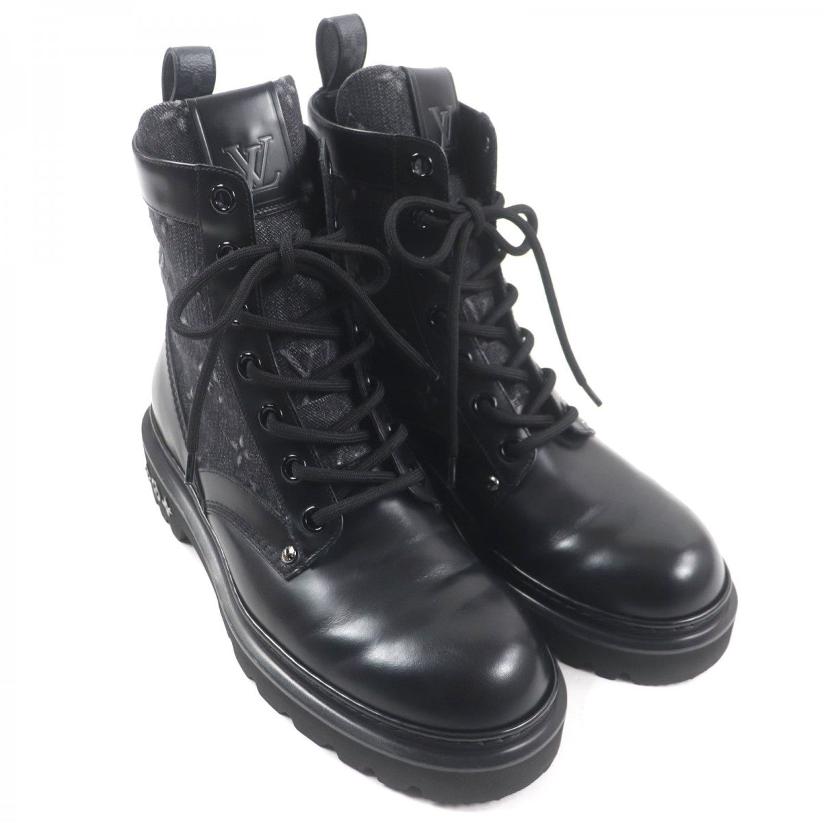LOUIS VUITTON boots leather black ranger line 9
