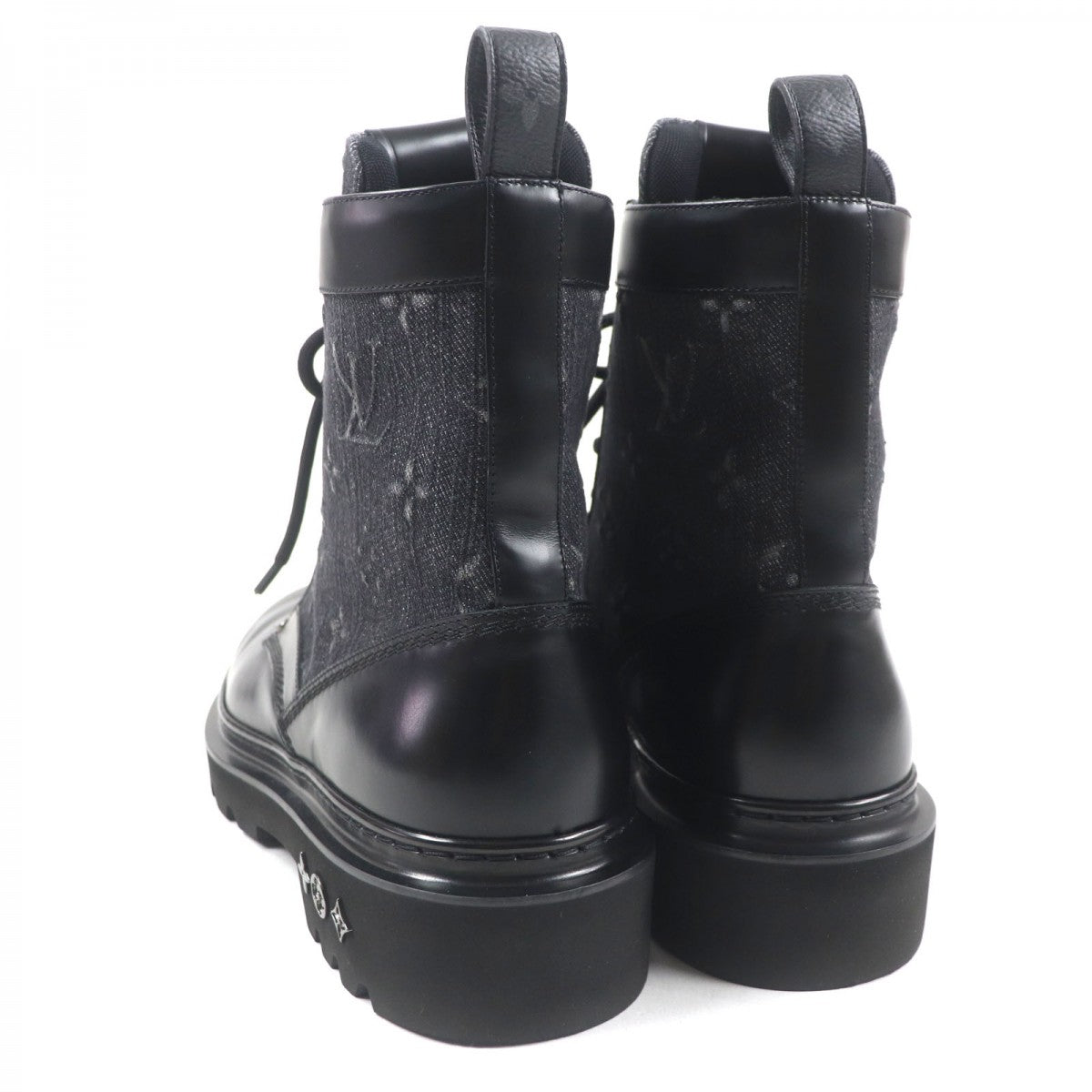 LOUIS VUITTON boots leather black ranger line 9