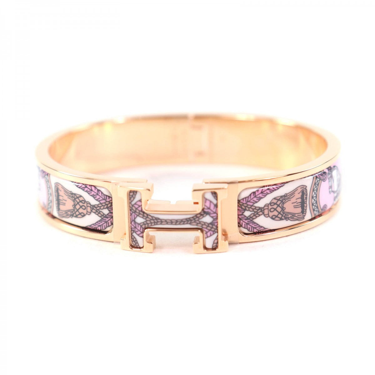 HERMES Bangle Gold Plated, Enamel gold clicH/Gran Apara