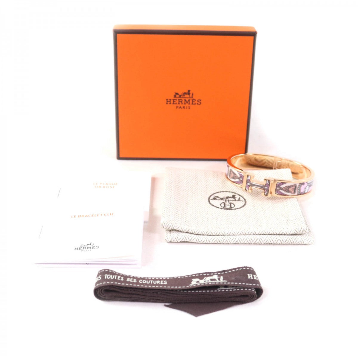 HERMES Bangle Gold Plated, Enamel gold clicH/Gran Apara