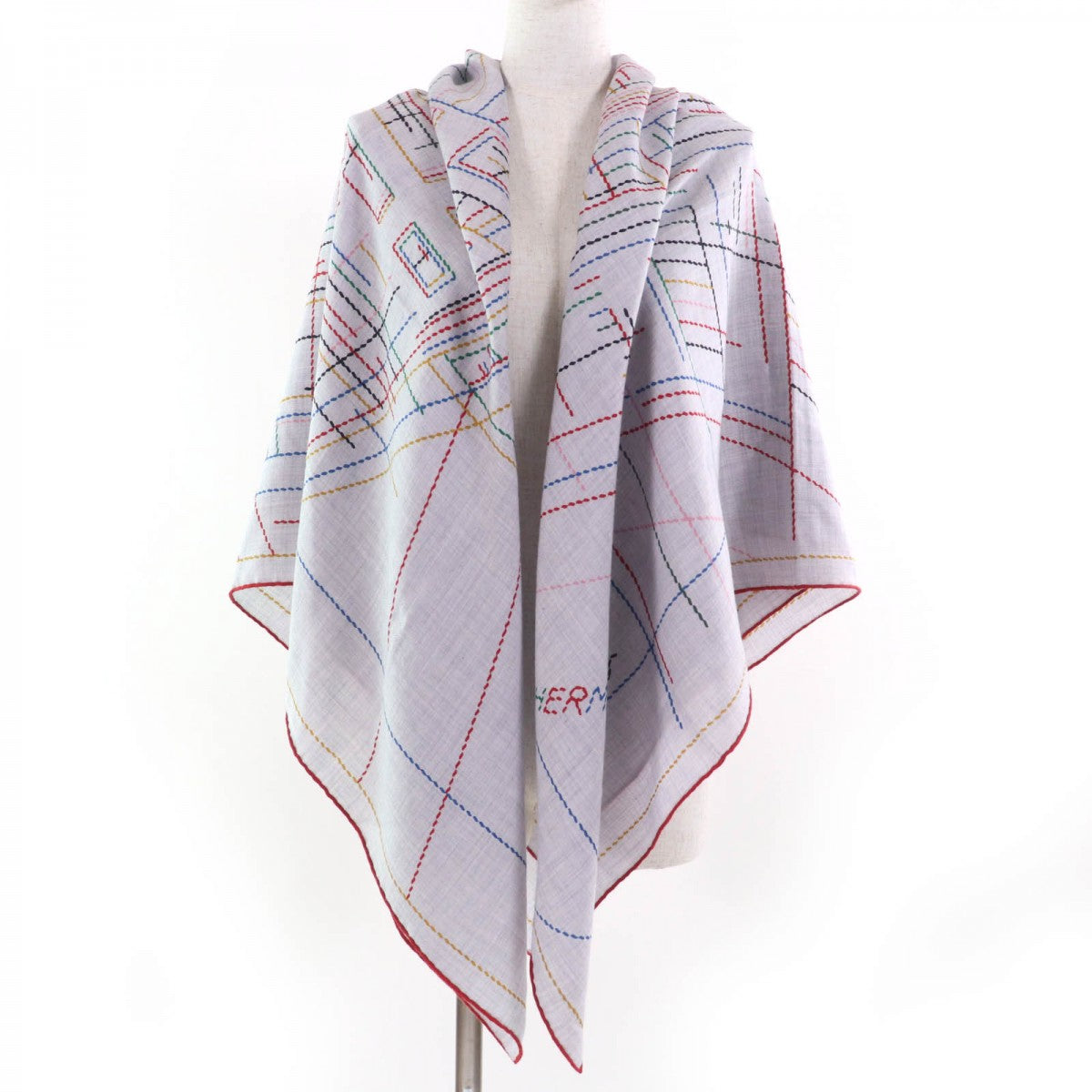 HERMES scarf cashmere Gris Chine Caregean PIQUE SELLIER