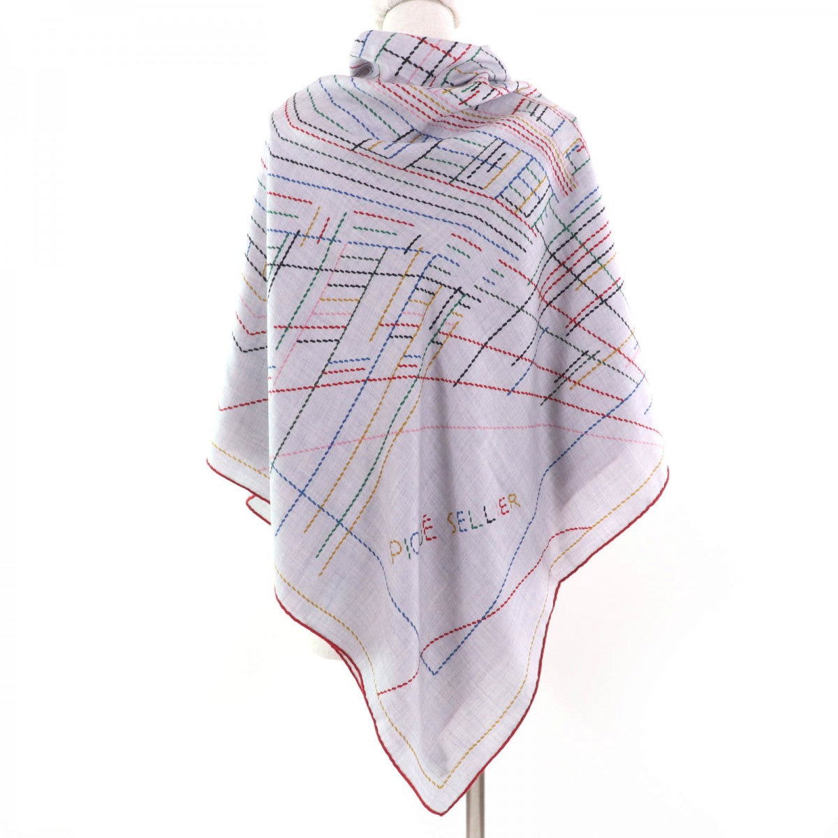 HERMES scarf cashmere Gris Chine Caregean PIQUE SELLIER