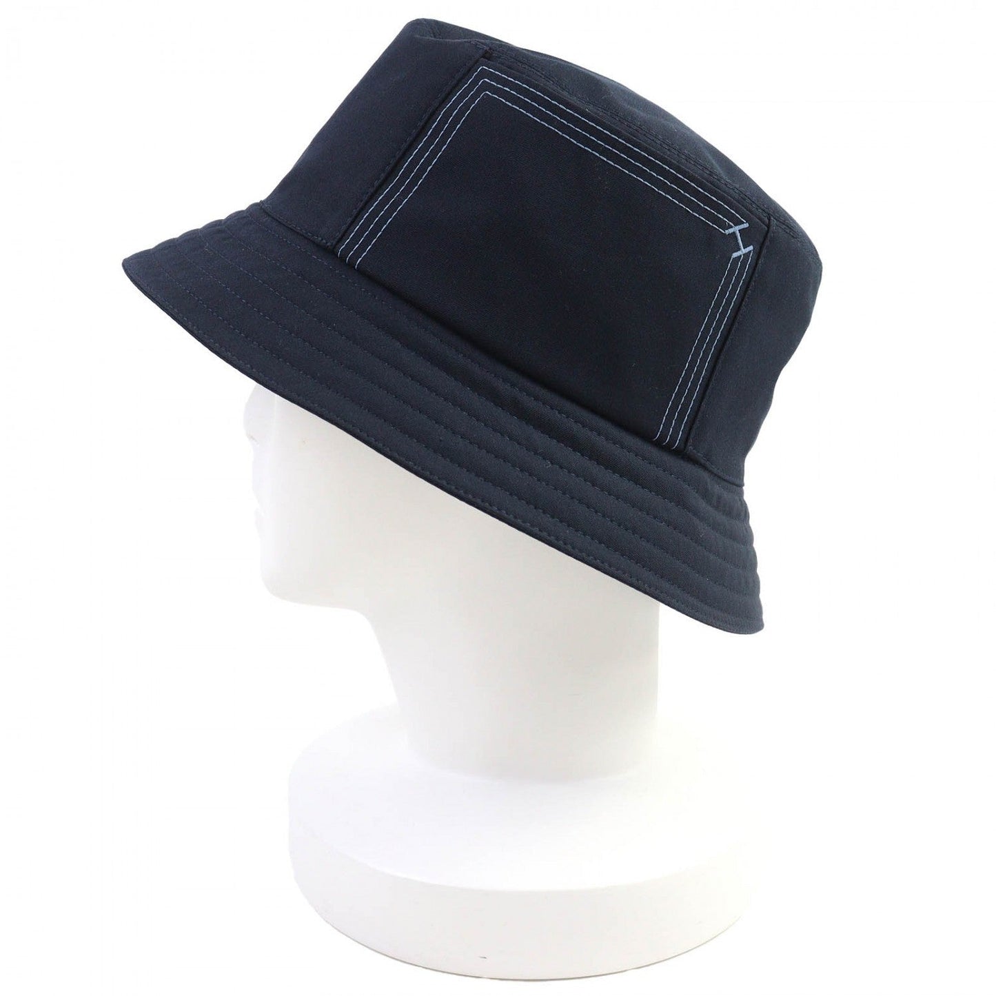 HERMES hat cotton Navy Fred Stitch 59