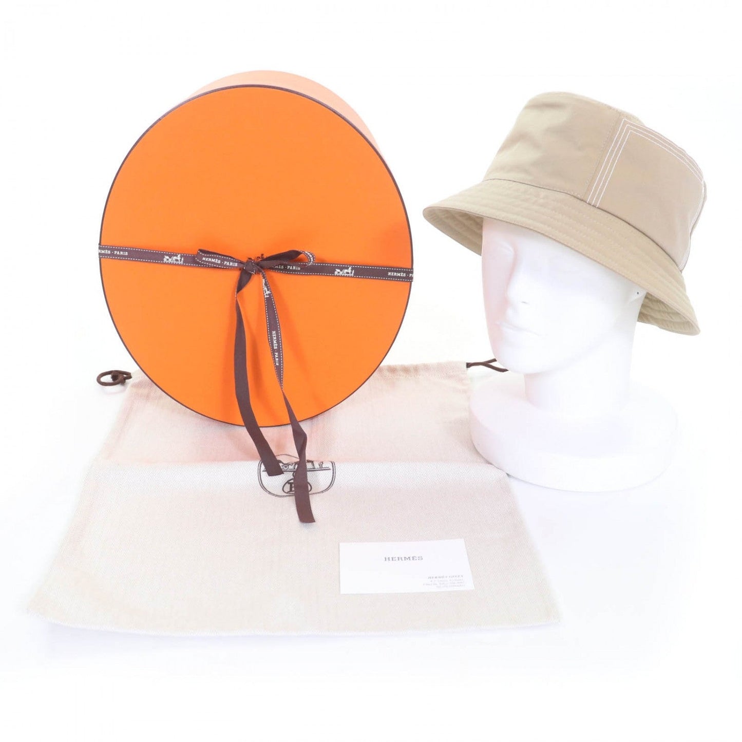 HERMES hat cotton Beige Trench Fred Stitch 59