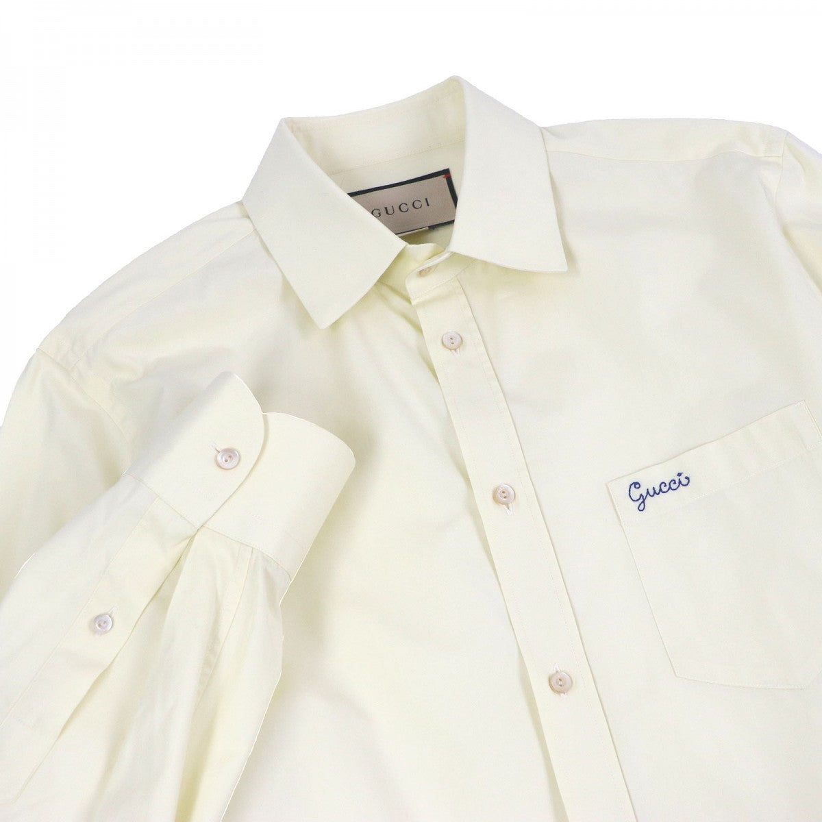 GUCCI Long sleeve shirt 659895 Main: 100% cotton, Part: 100% polyester Light yellow mens 15++(175/92A)