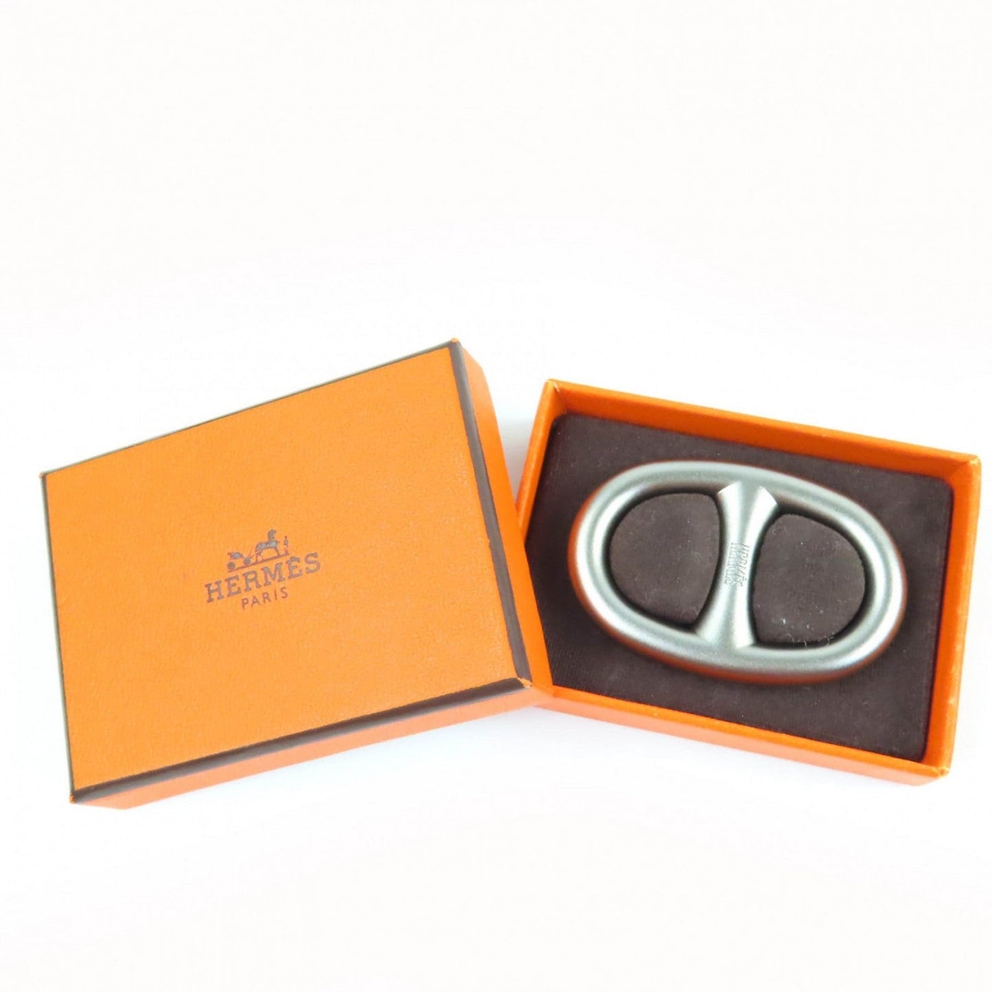 HERMES Scarf ring metal Silver