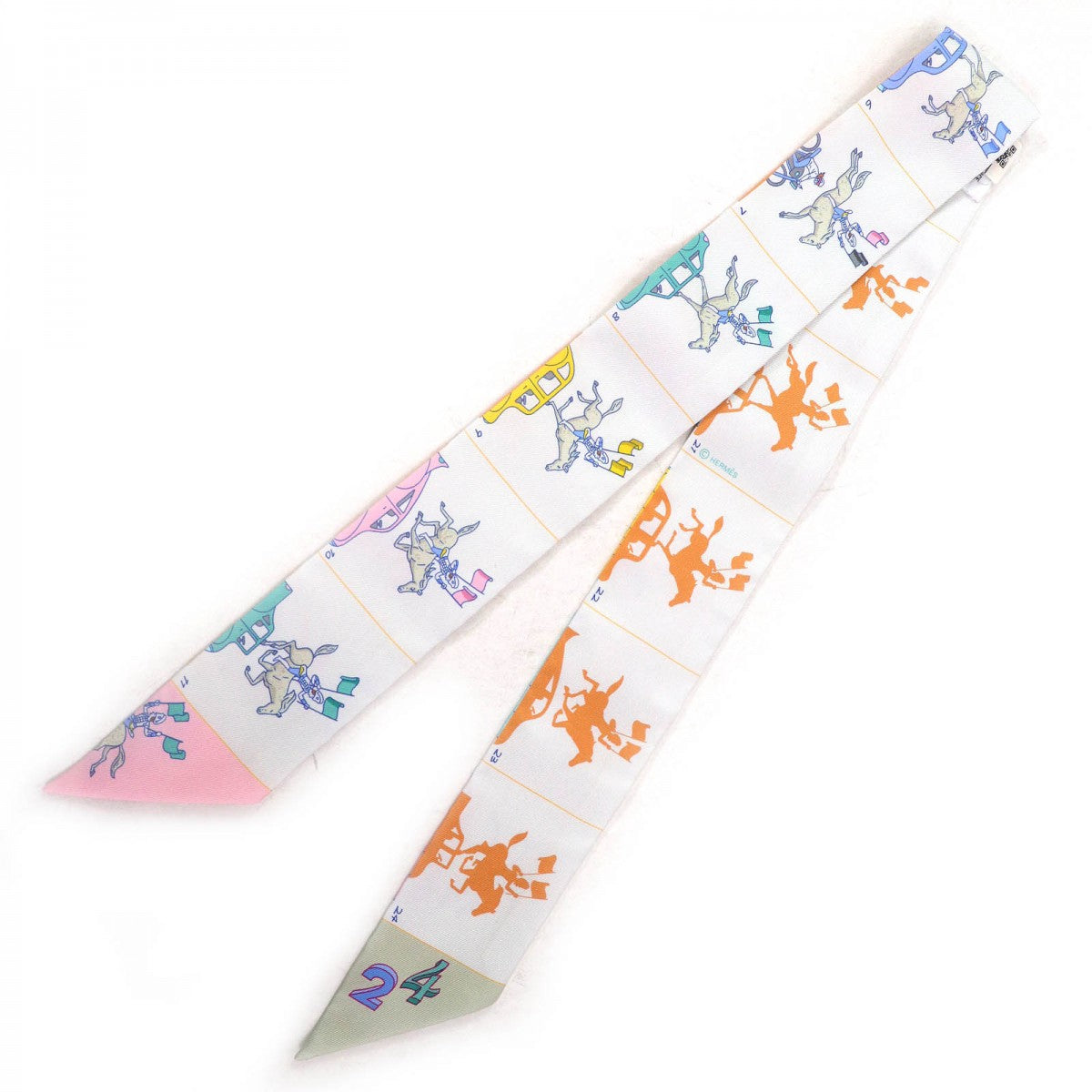 HERMES scarf 064150S 07 silk Gris Perle/Vert/Jaune HERMES PARADE