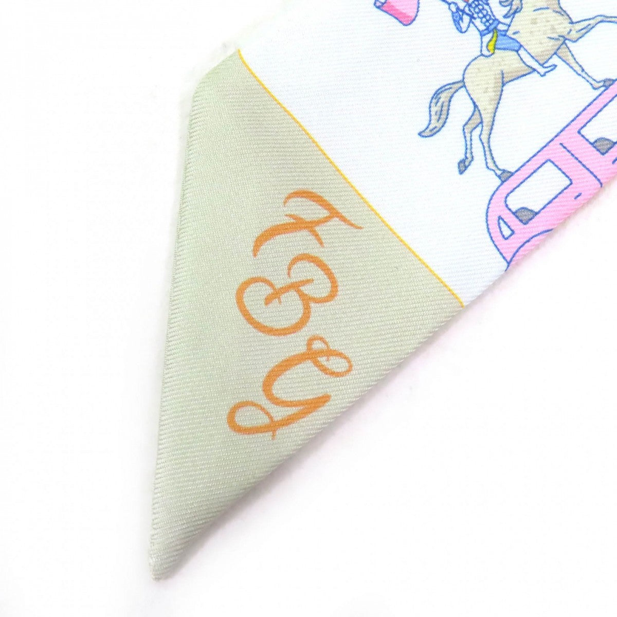 HERMES scarf 064150S 07 silk Gris Perle/Vert/Jaune HERMES PARADE