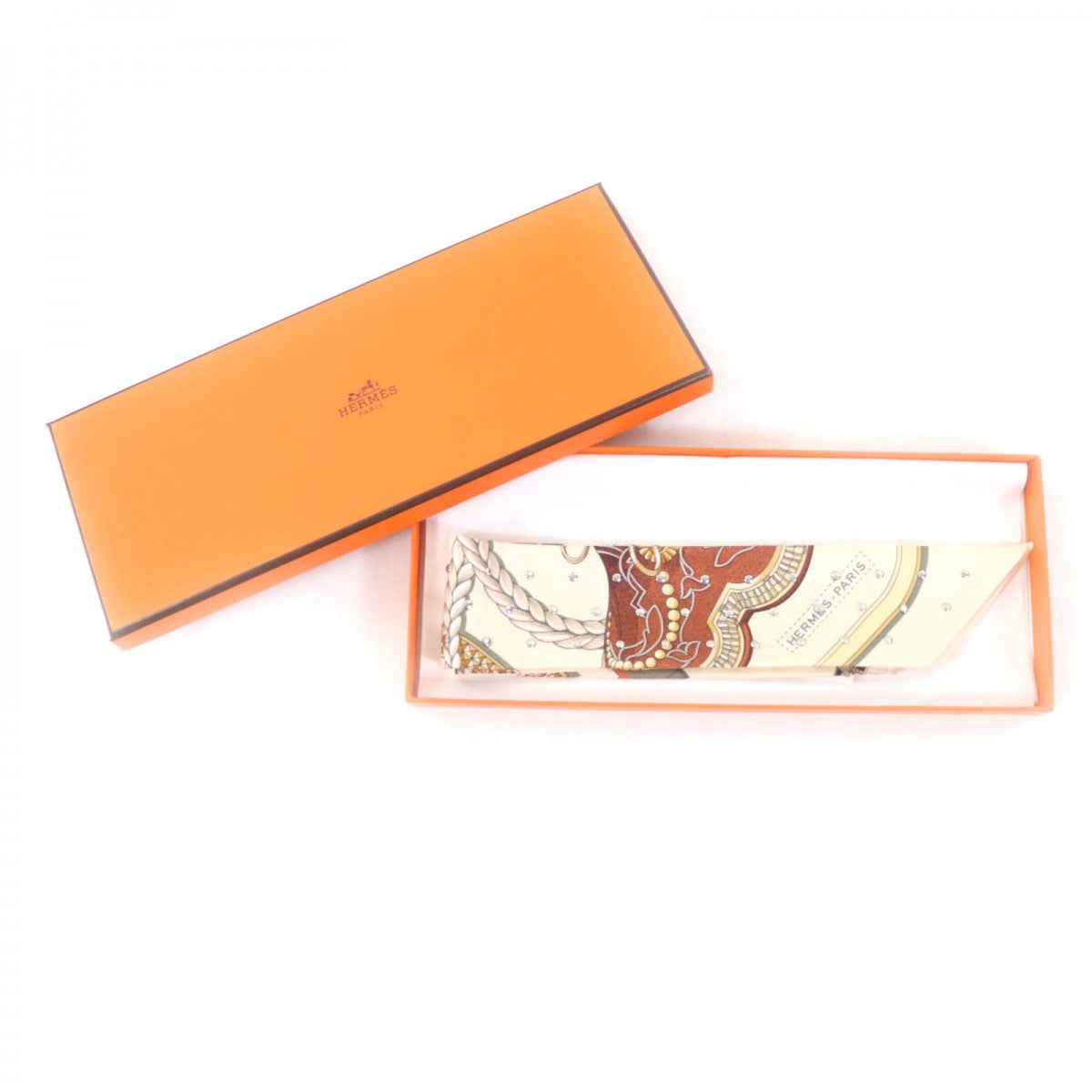 HERMES scarf silk CREME/CUIR/DORE Horse of GRAND APPARAT