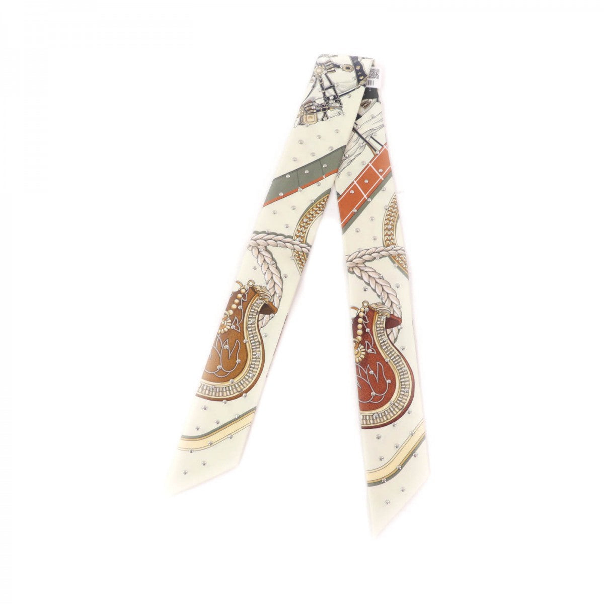 HERMES scarf silk CREME/CUIR/DORE Horse of GRAND APPARAT