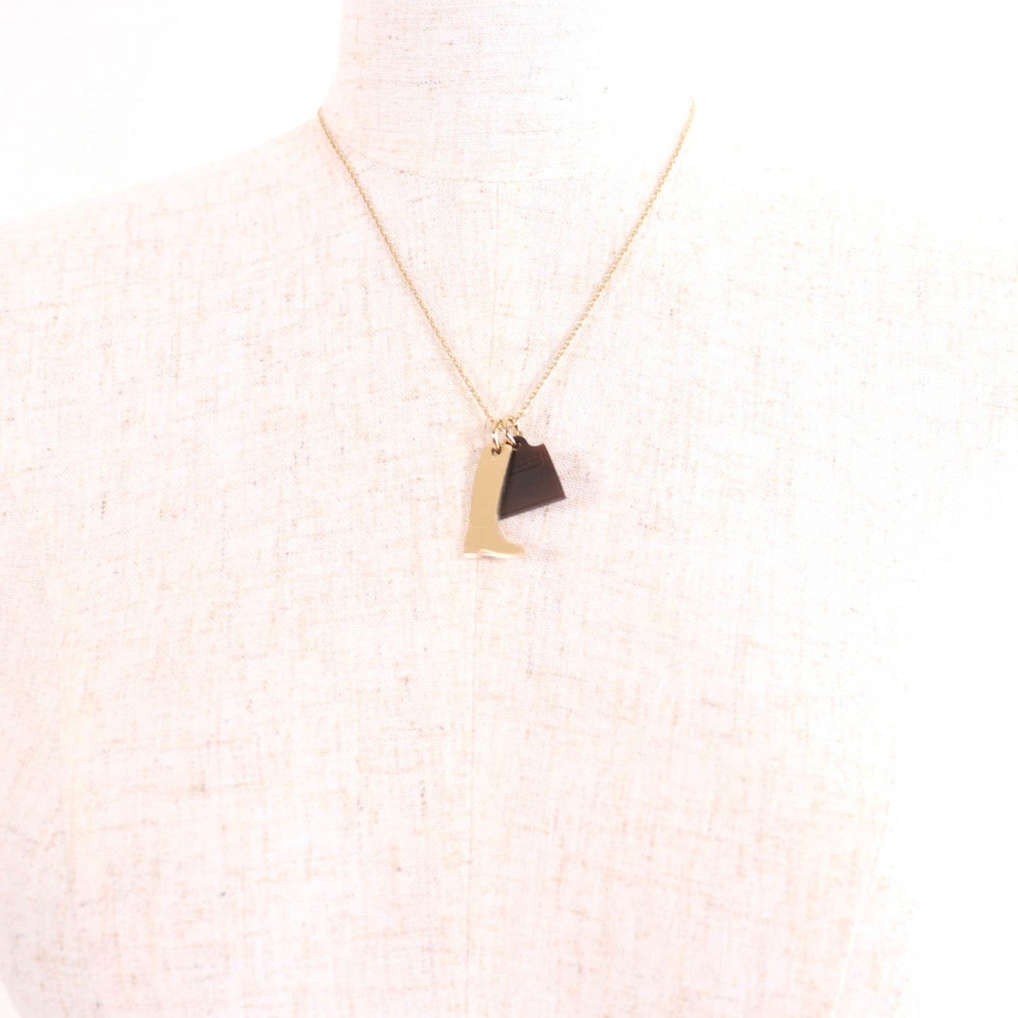 HERMES Necklace Gold Plated Gold brown Amulet Marokinie Necklace PM
