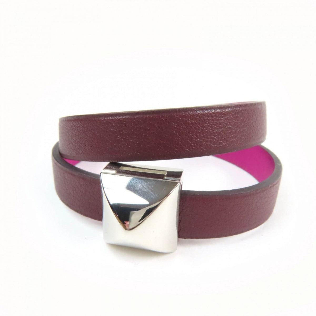 HERMES bracelet leather purple Medor Infinie Double Tour Bracelet