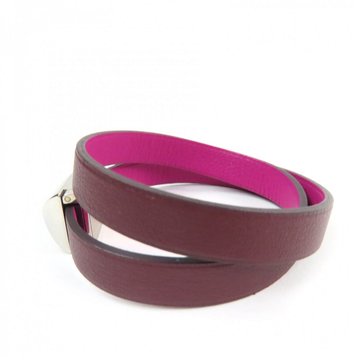 HERMES bracelet leather purple Medor Infinie Double Tour Bracelet