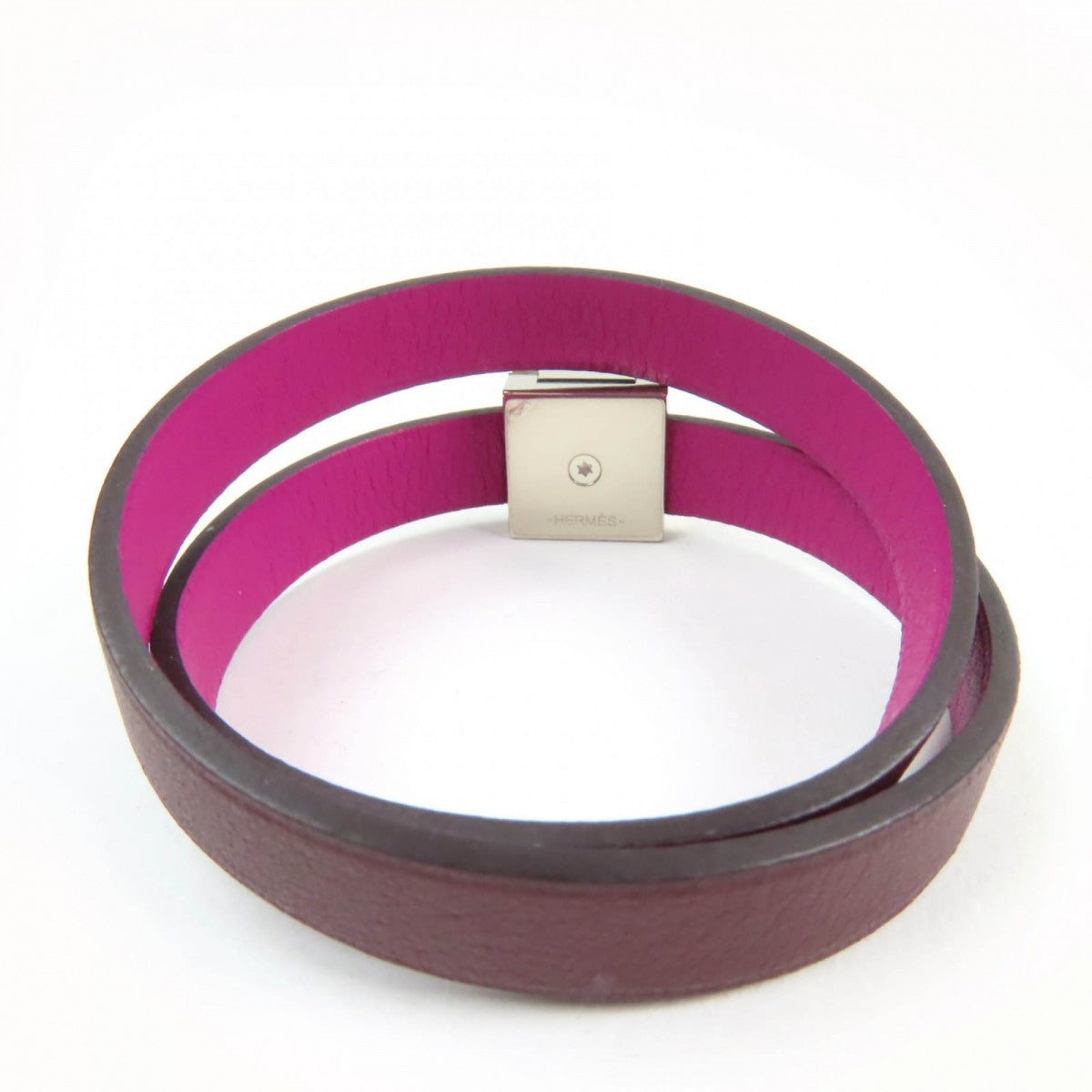 HERMES bracelet leather purple Medor Infinie Double Tour Bracelet