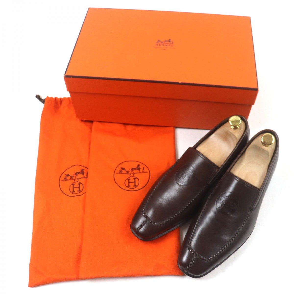 HERMES loafers Main: Leather Dark brown mens 40