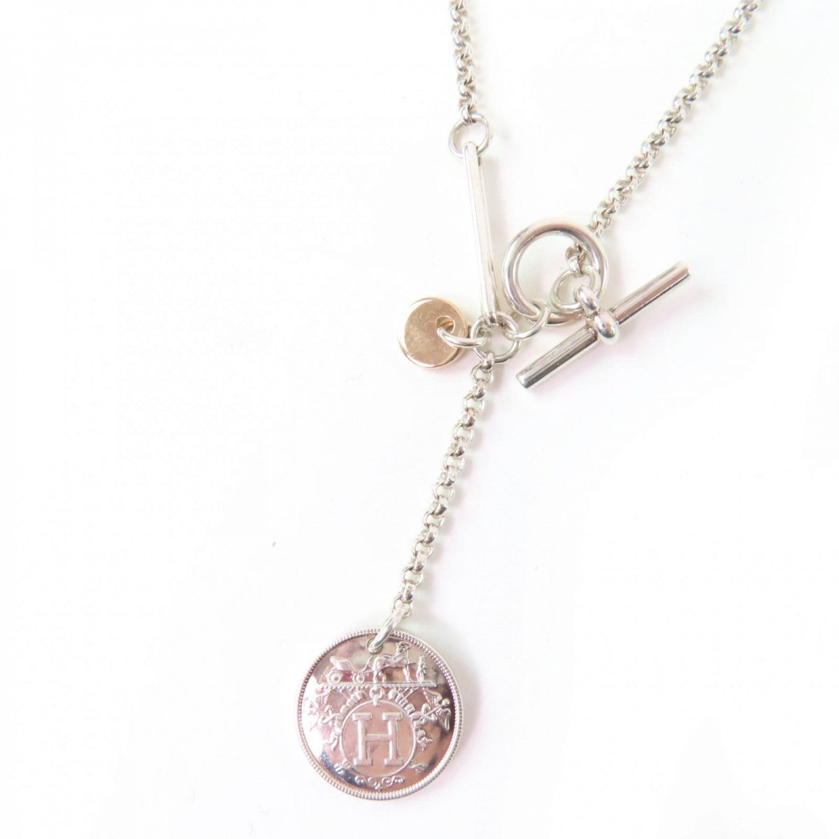 HERMES Necklace Main: AG925, Part: AU750 Silver gold Ex Libris PM Necklace Women
