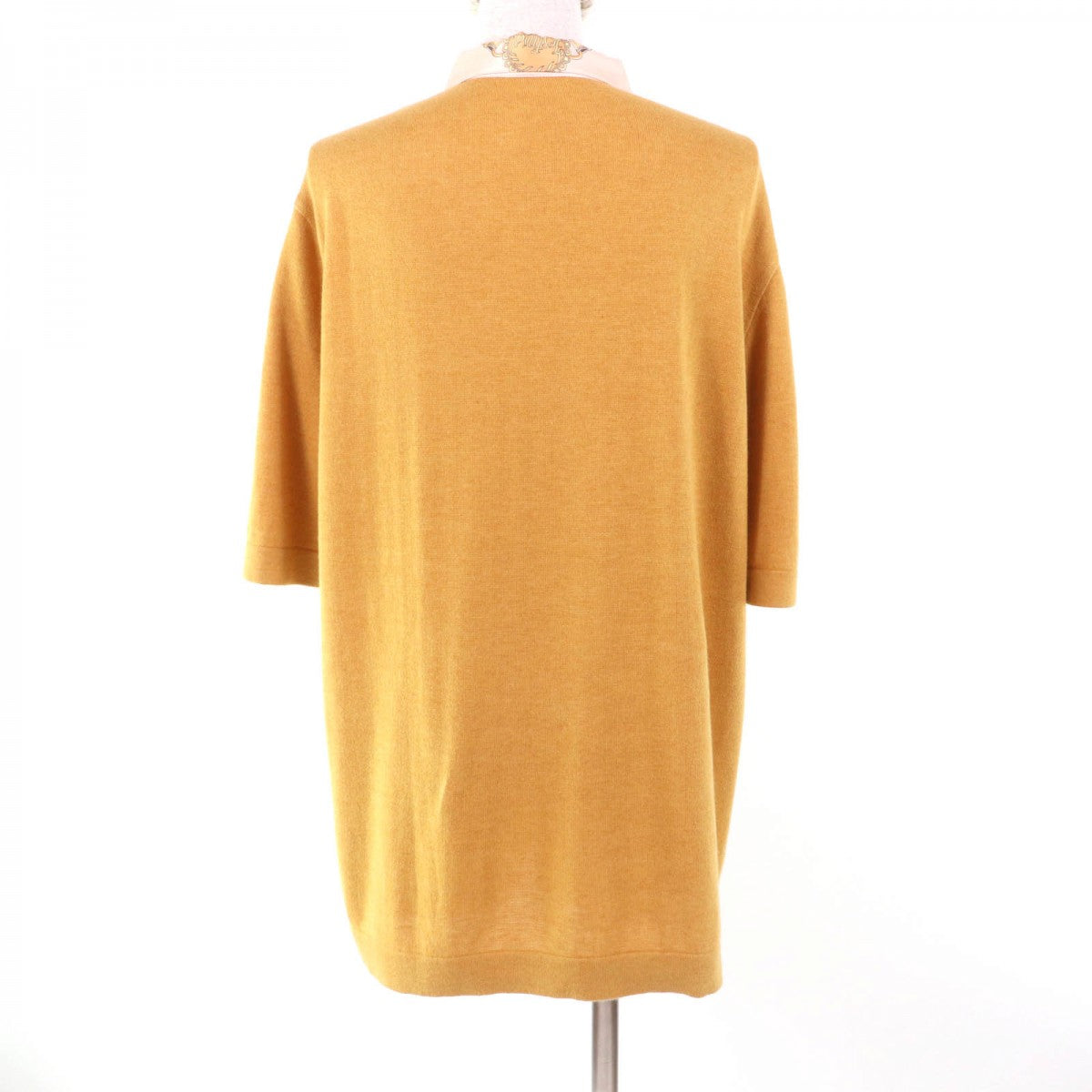 HERMES Short sleeve polo shirt Main: 100% silk, part: 85% cotton, part: 15% cashmere Brown type Women L