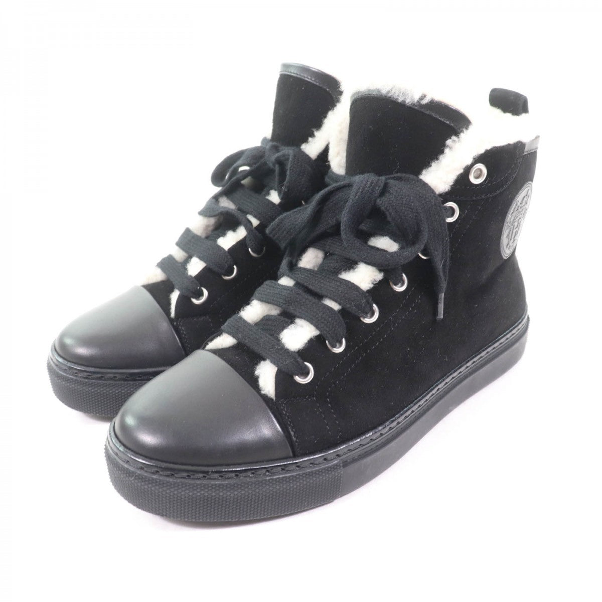 HERMES High cut sneakers Main: suede leather, part: mouton black Jimmy Women 37