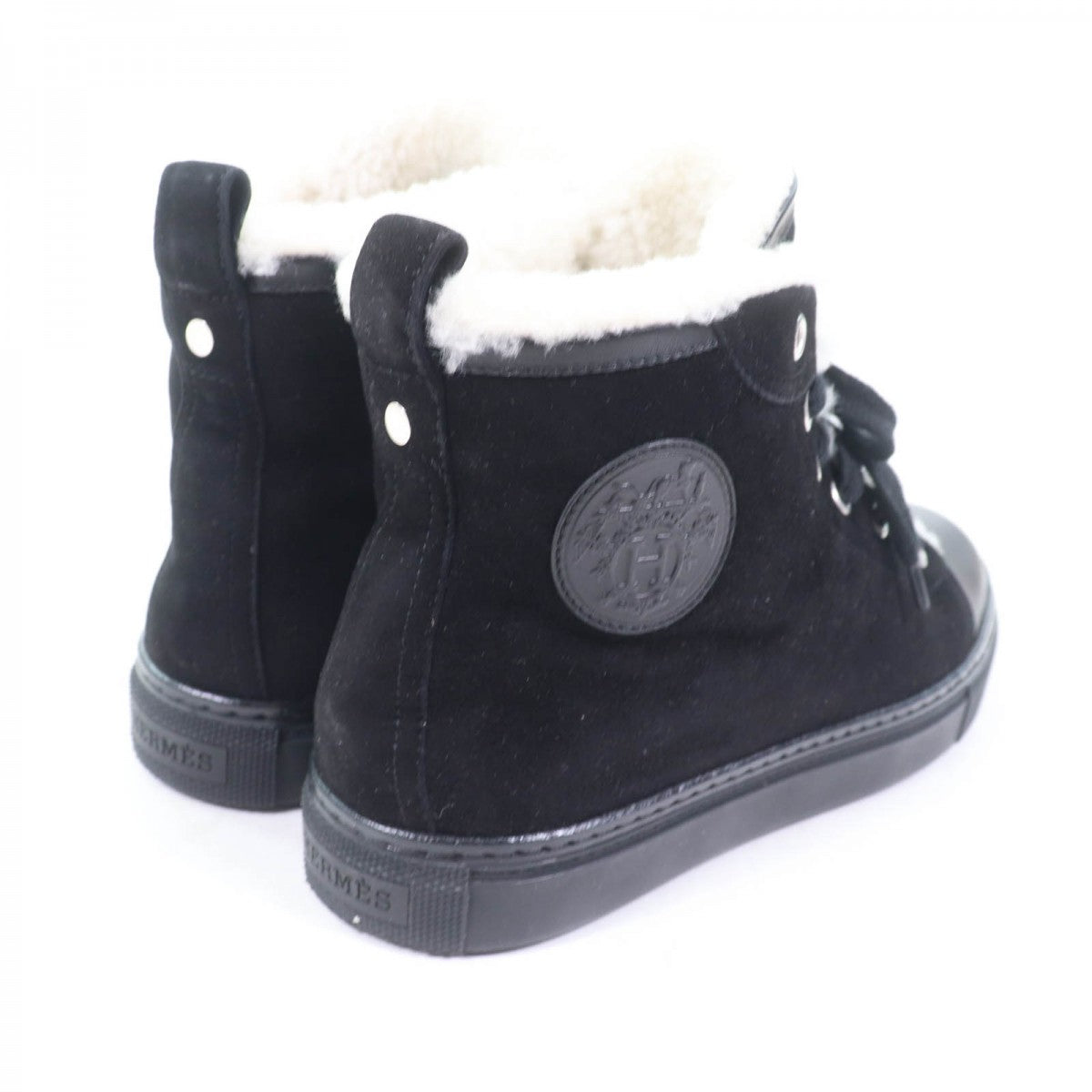 HERMES High cut sneakers Main: suede leather, part: mouton black Jimmy Women 37