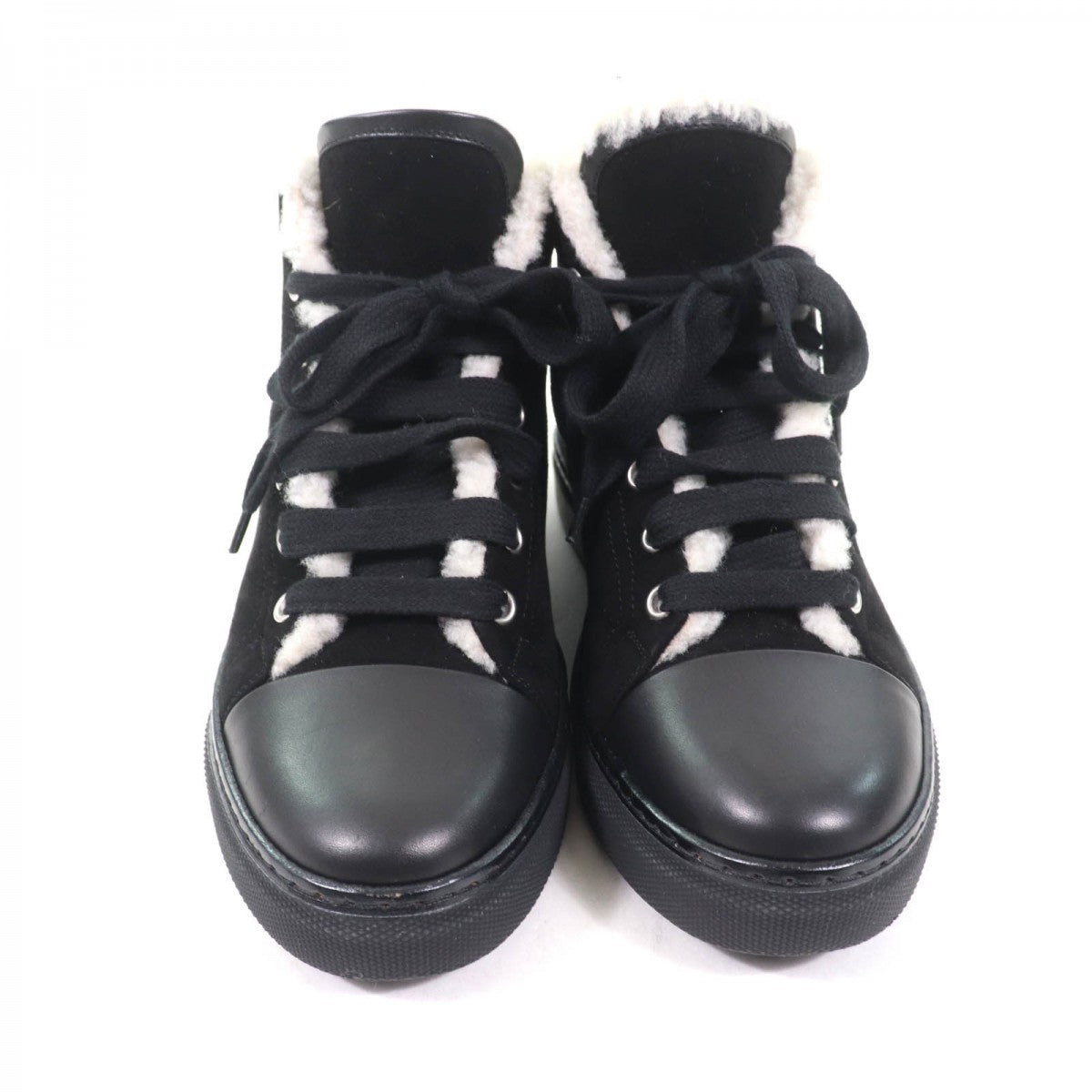 HERMES High cut sneakers Main: suede leather, part: mouton black Jimmy Women 37