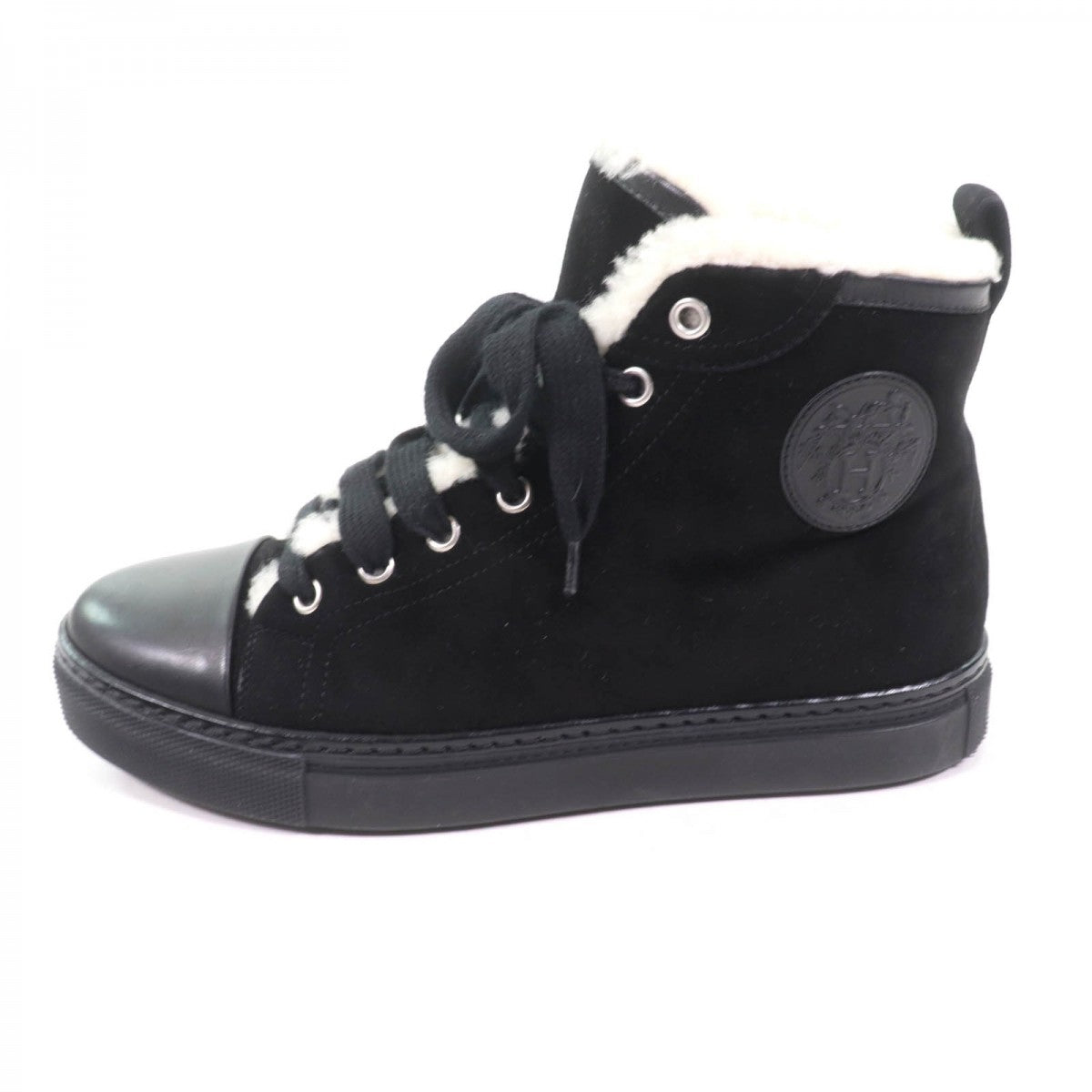 HERMES High cut sneakers Main: suede leather, part: mouton black Jimmy Women 37