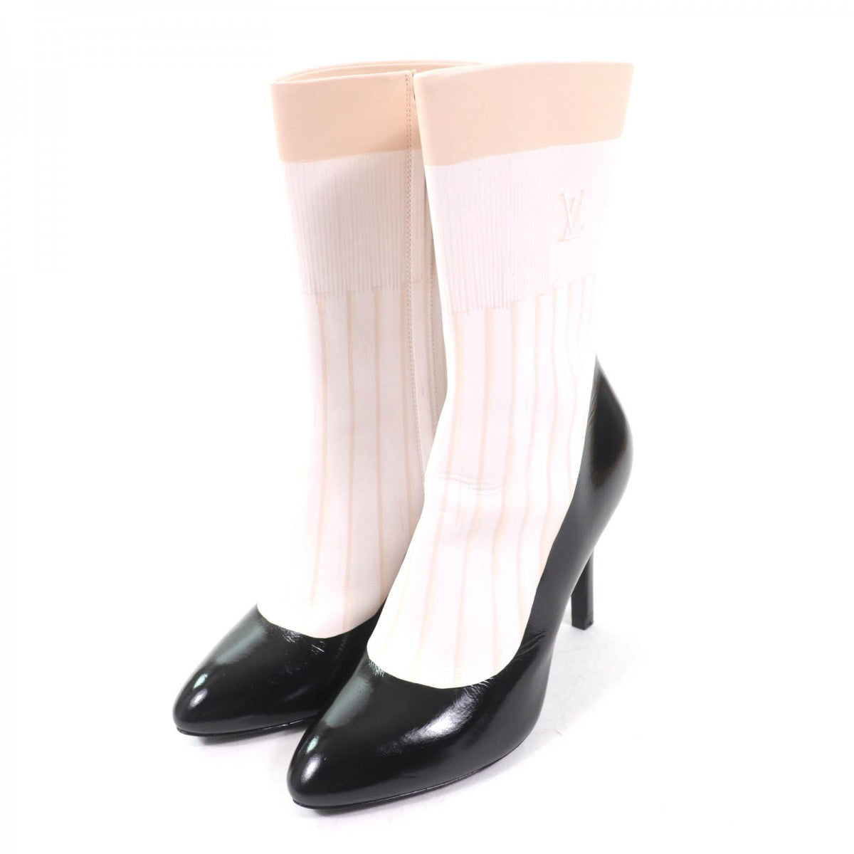 LOUIS VUITTON Ankle boots Main: Leather Black White Illusion Line Women 37.5