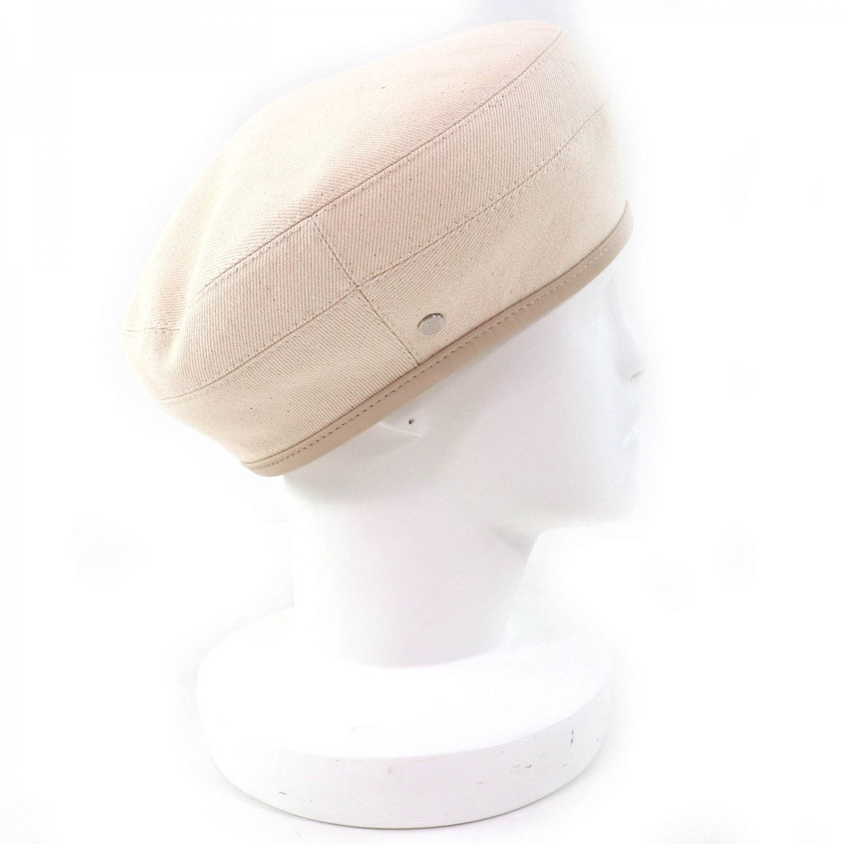 HERMES beret Outer: 100% cotton, Leather: Cowhide, Lining: 65% rayon, Lining: 35% silk Ivory Saint Honore Charm Women 57