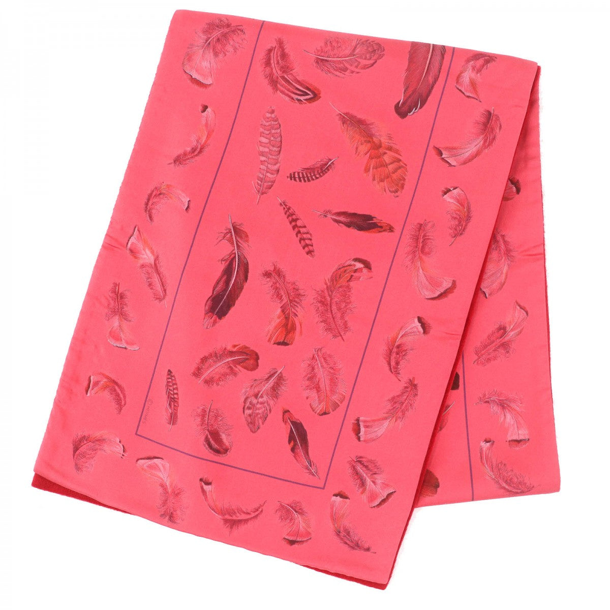 HERMES Scarf Main: 100% silk, Main: 100% angora Red pink type Women