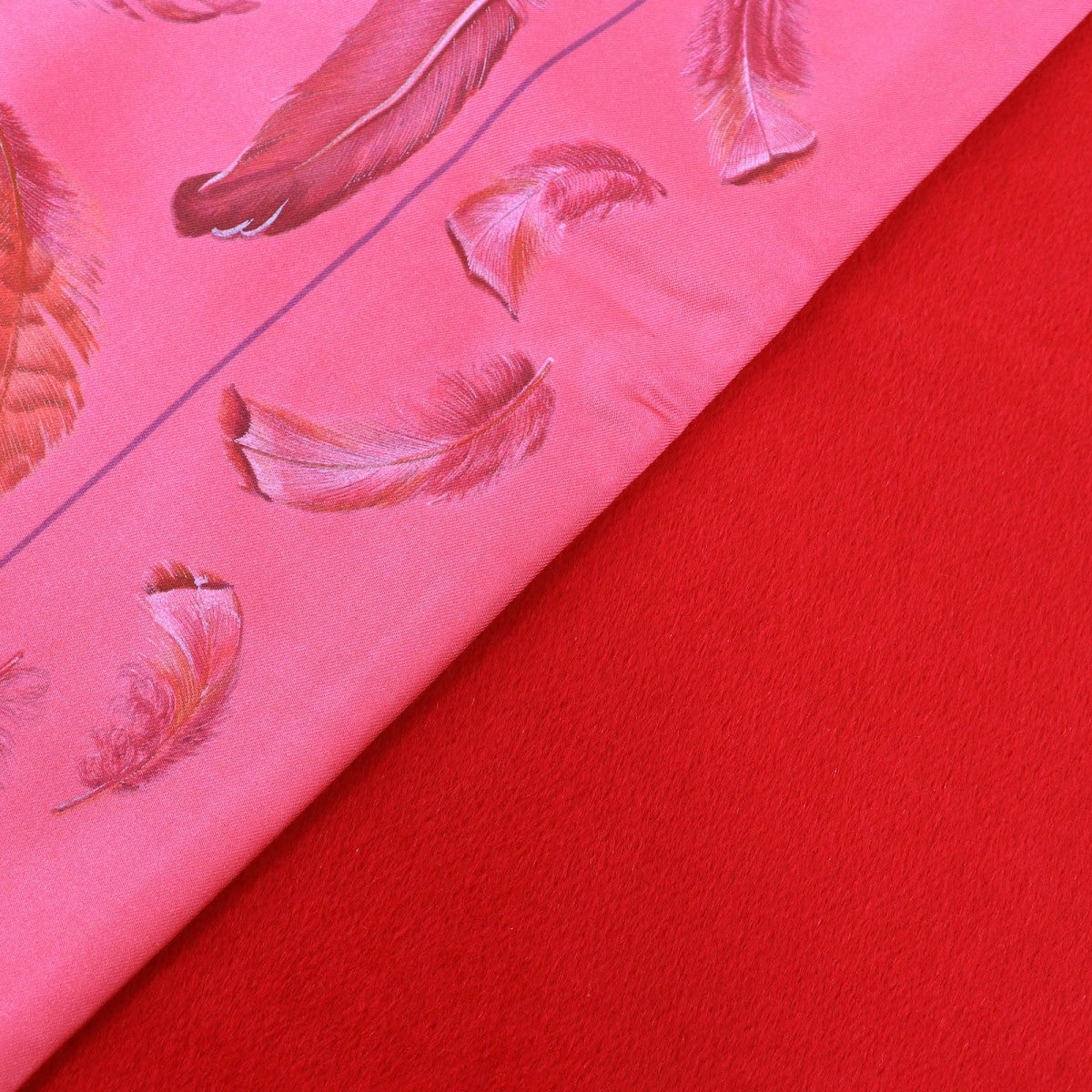 HERMES Scarf Main: 100% silk, Main: 100% angora Red pink type Women