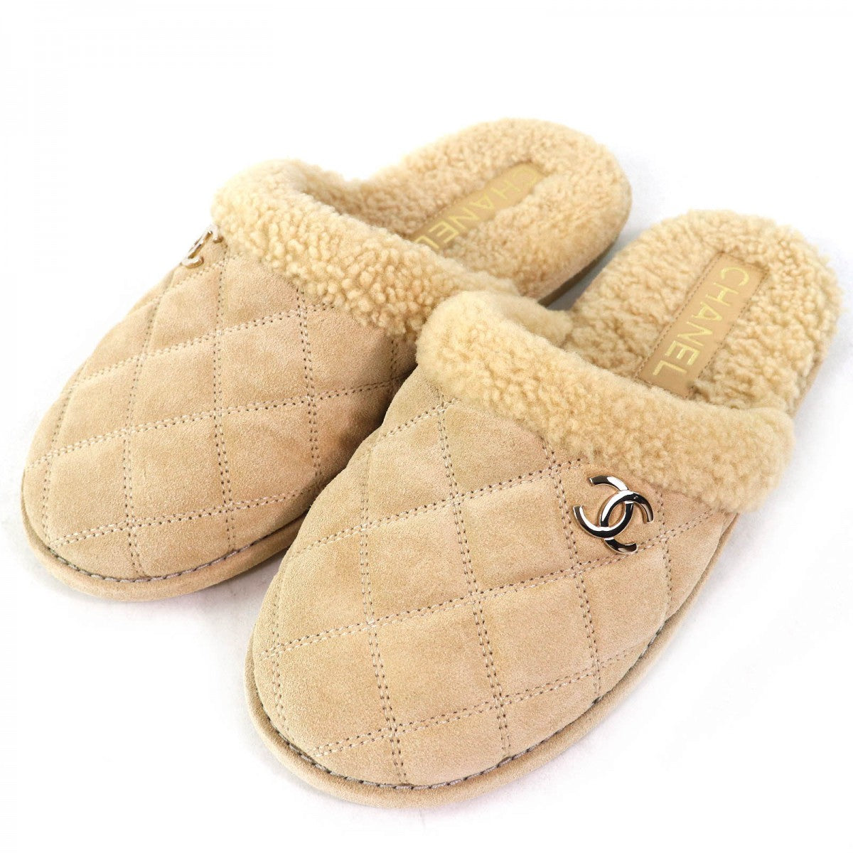 CHANEL Mule G45121 Bore beige Room shoes Matrasse Women 36