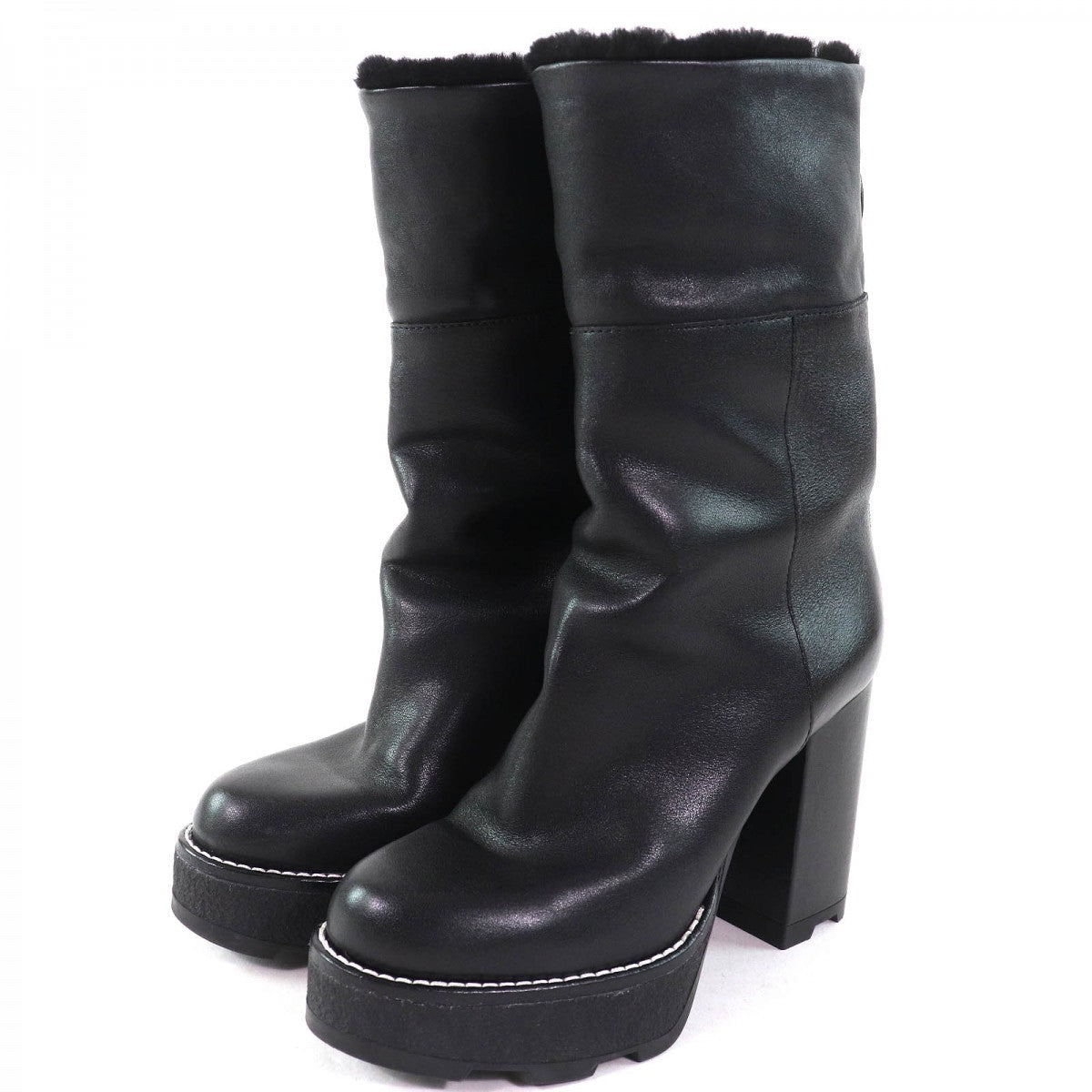 LOUIS VUITTON short boots Main: Mouton black Bobur line Women 36.5